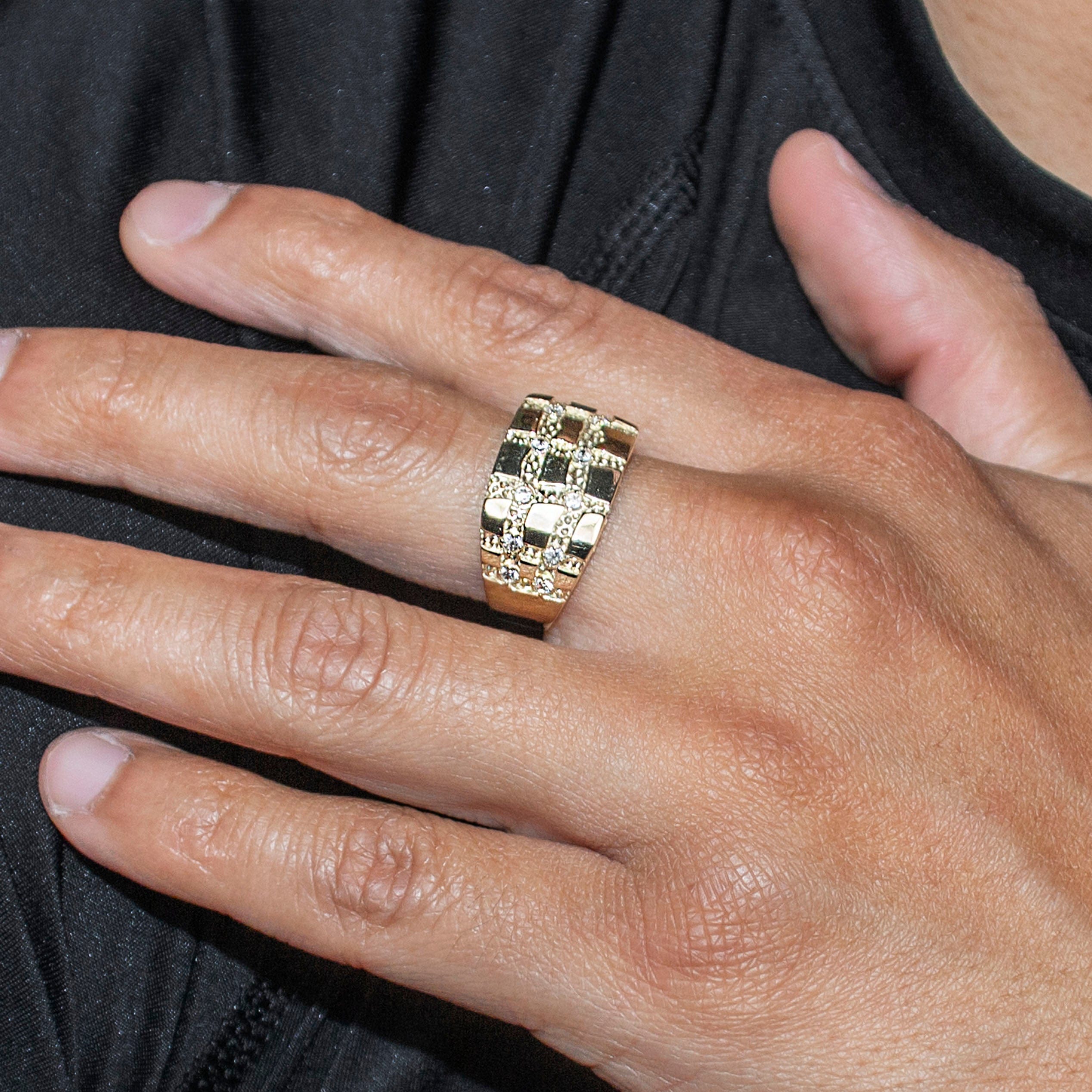 Manufacturer 1 10K Gold Cz Nugget Ring For Men | 5 Grams