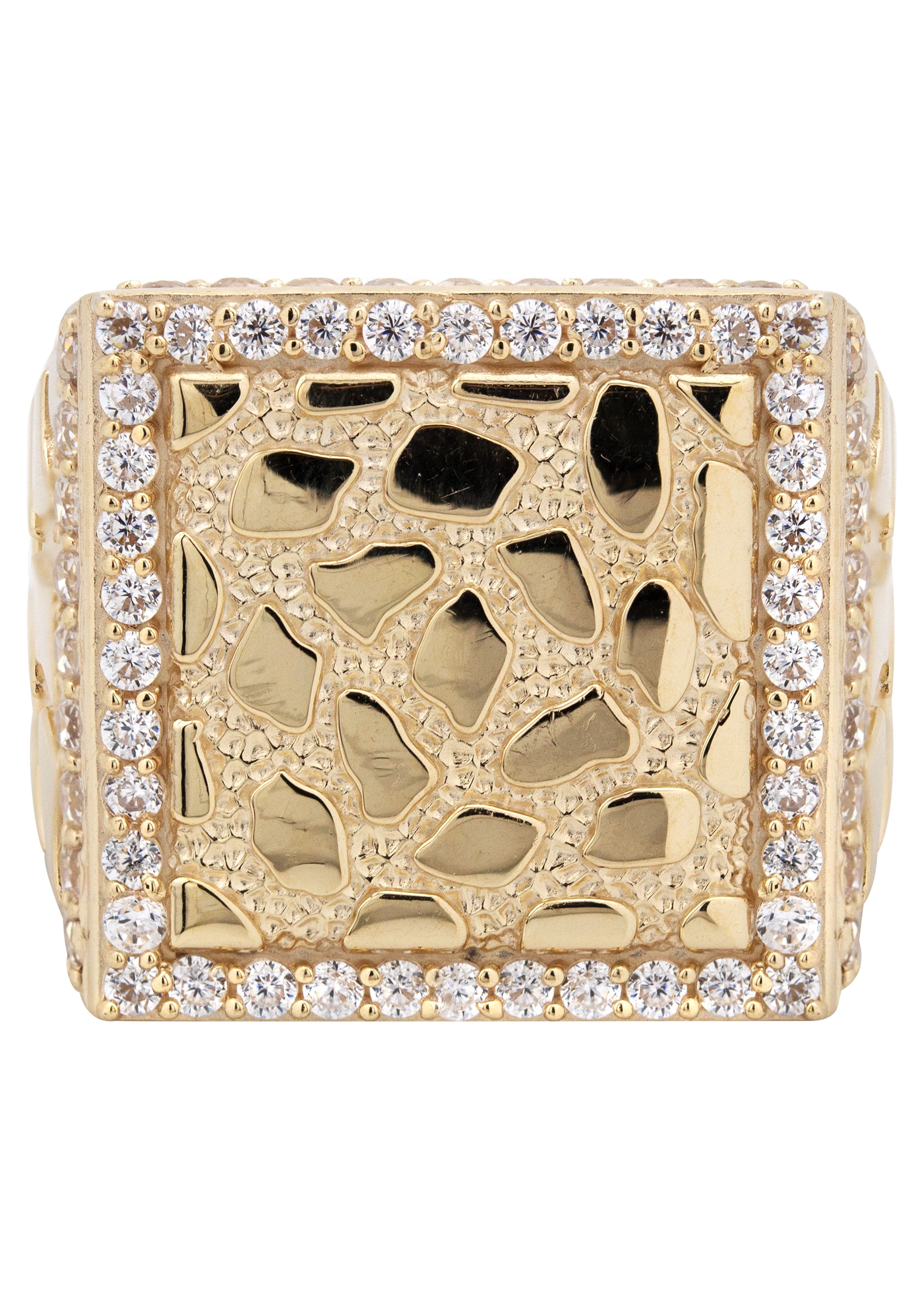 Manufacturer 1 10K Gold Cz Nugget Ring For Men | 6 Grams