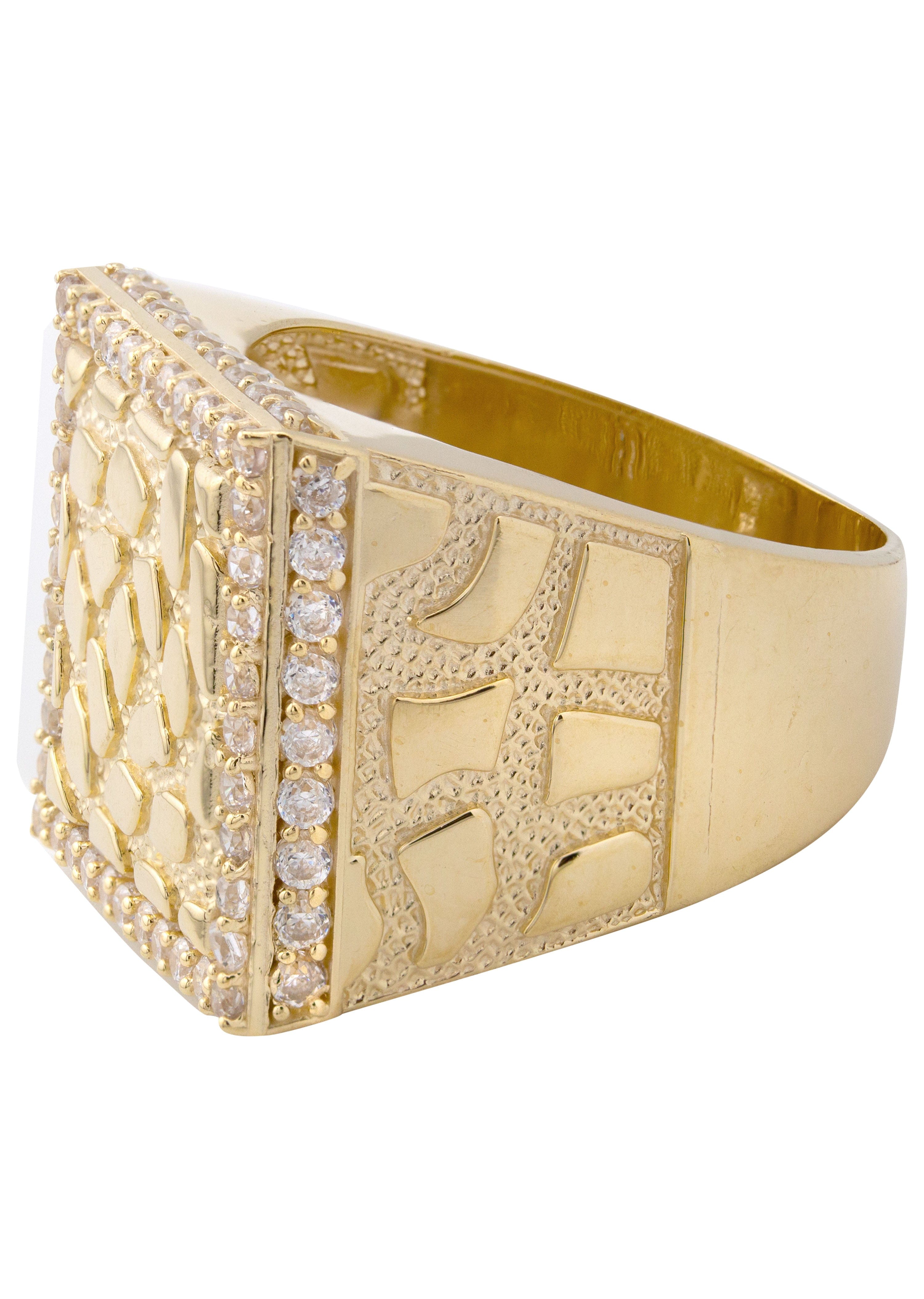 Manufacturer 1 10K Gold Cz Nugget Ring For Men | 6 Grams