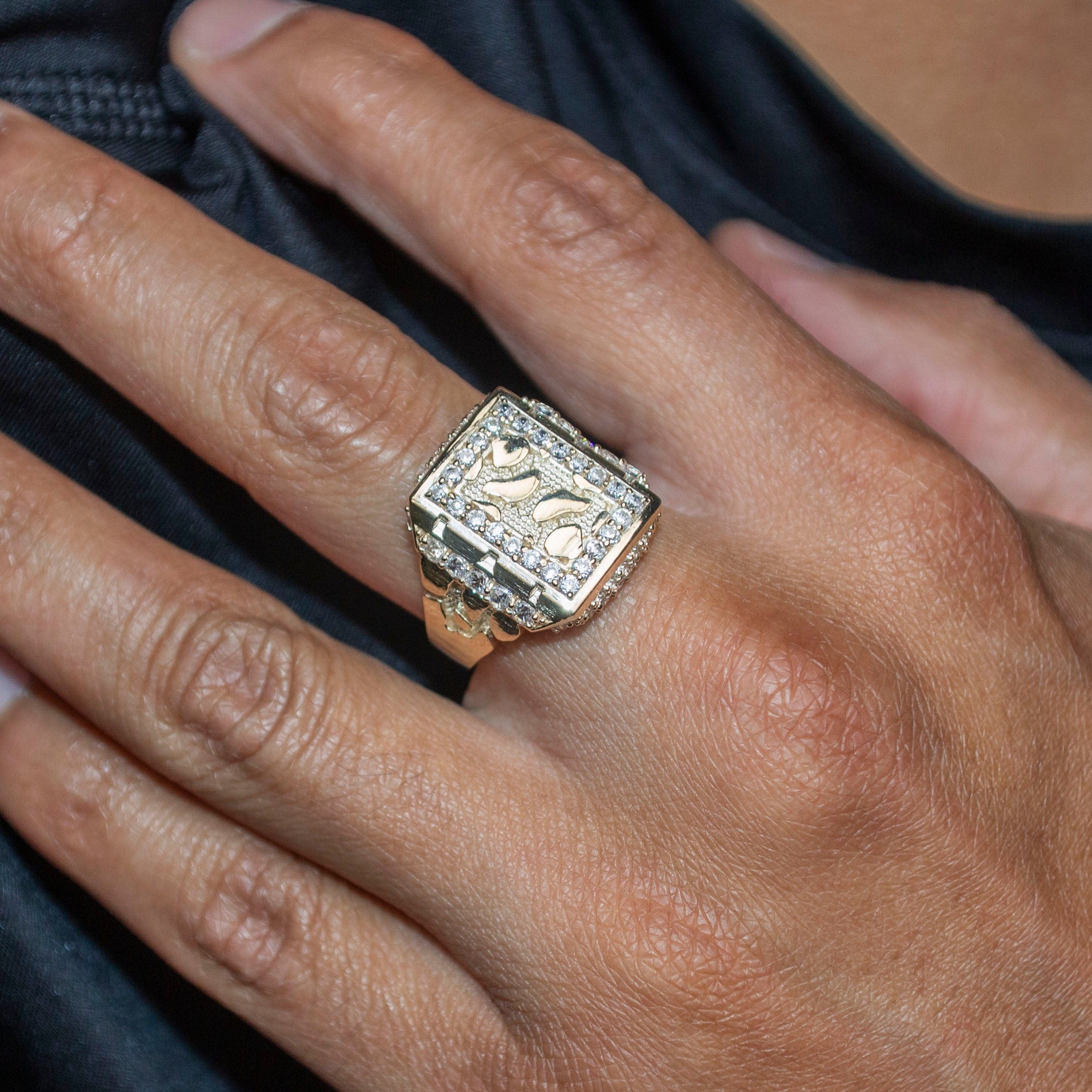 Manufacturer 1 10K Gold Cz Nugget Ring For Men | 4.7 Grams