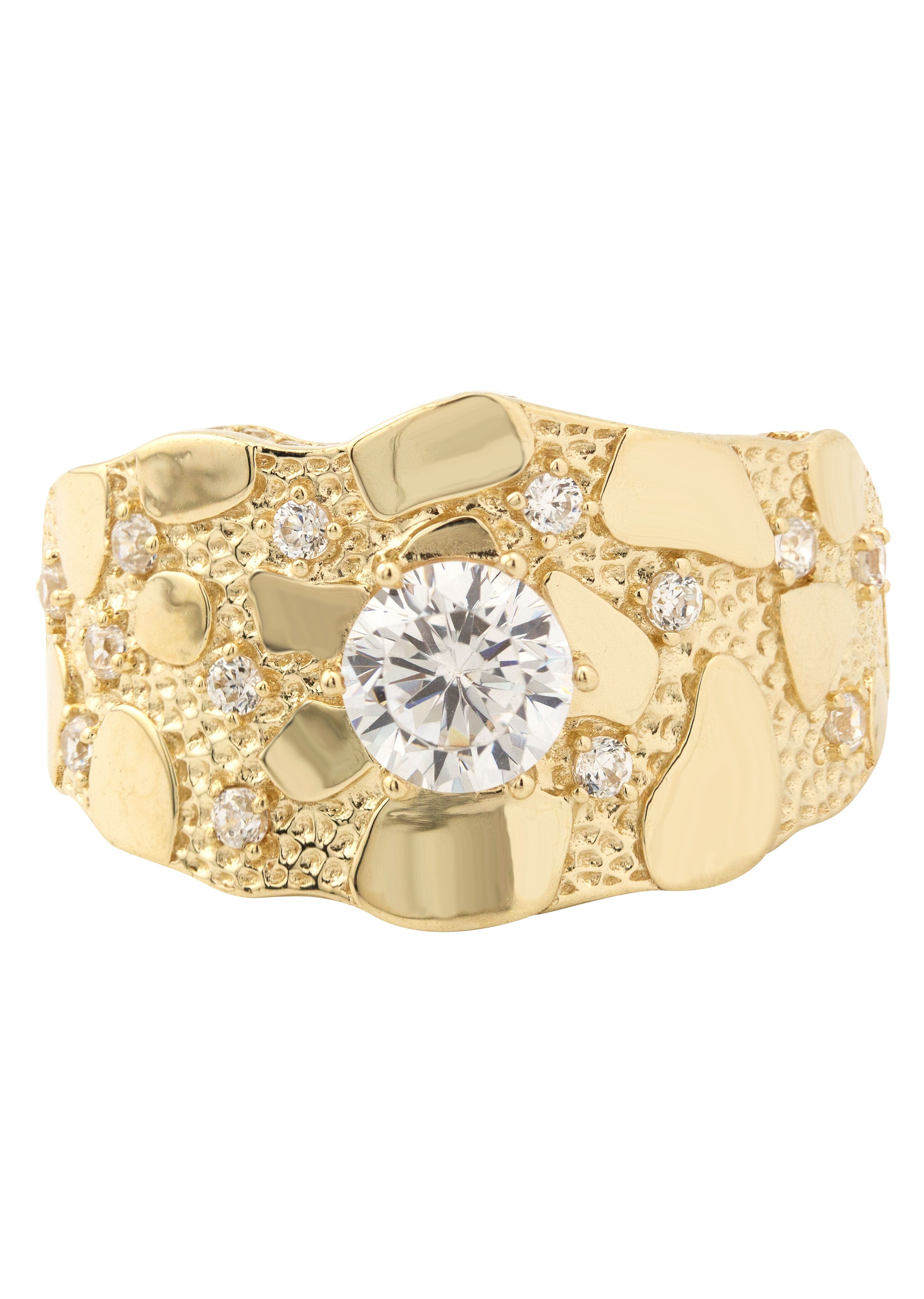 Manufacturer 1 10K Gold Cz Nugget Ring For Men | 4.4 Grams