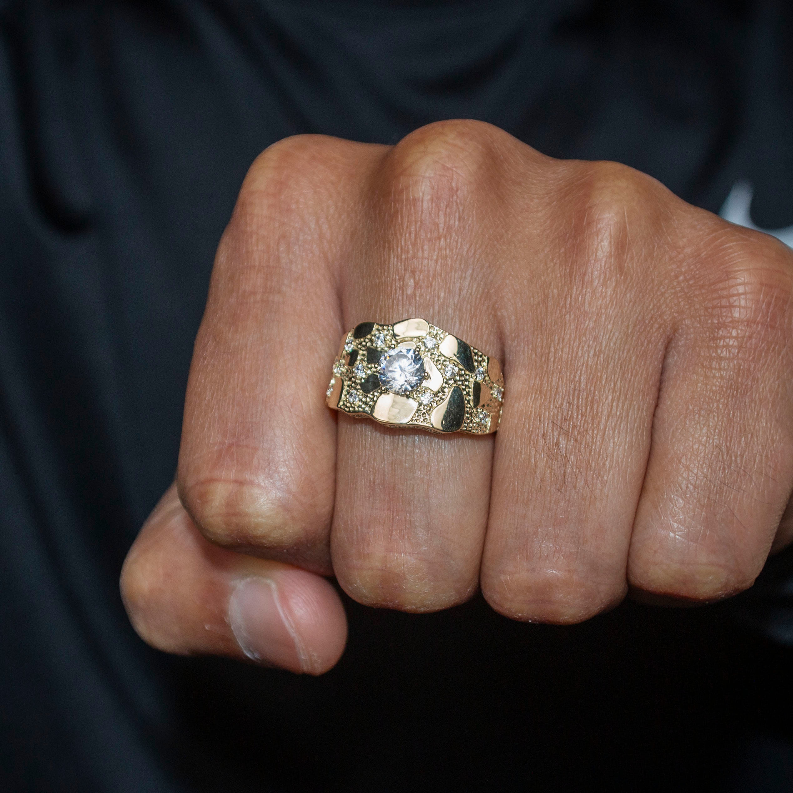 Manufacturer 1 10K Gold Cz Nugget Ring For Men | 4.4 Grams