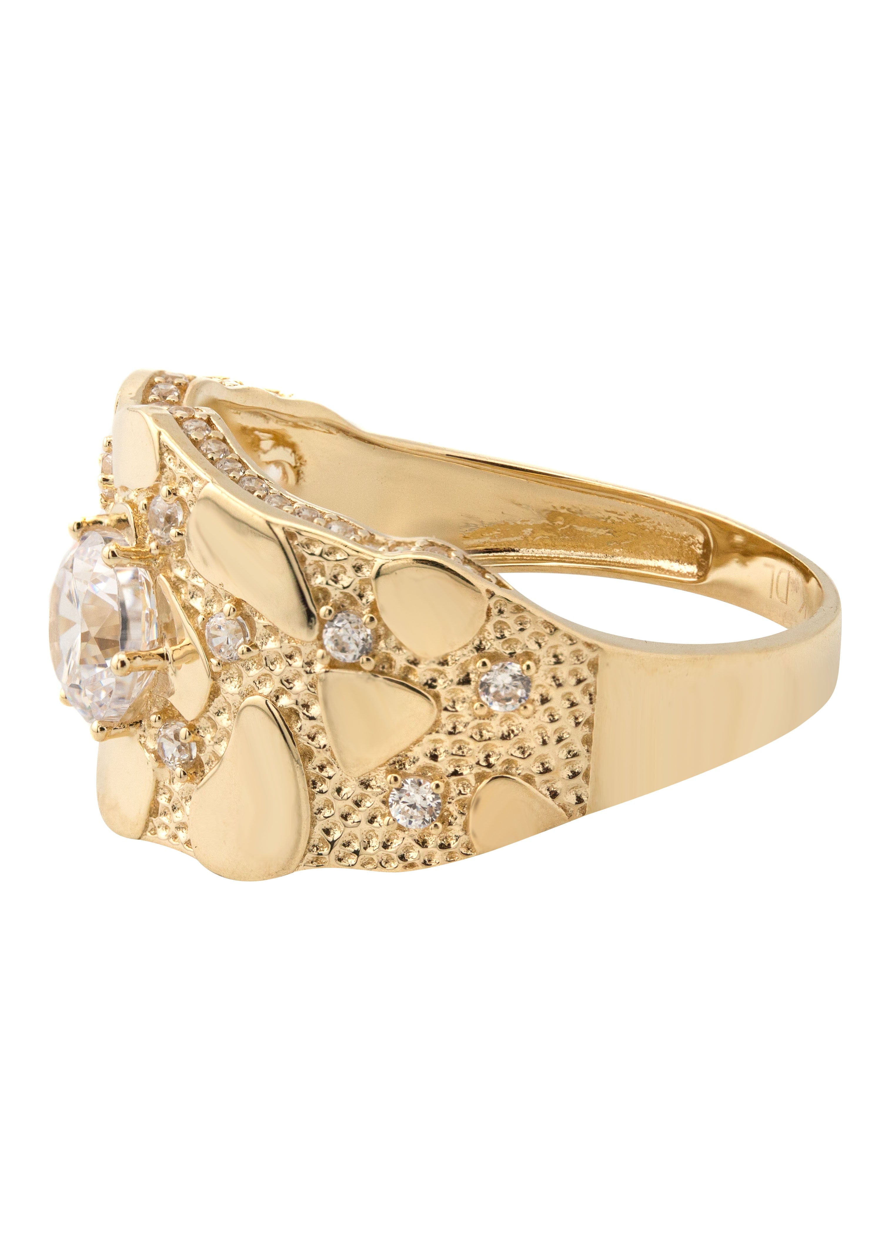 Manufacturer 1 10K Gold Cz Nugget Ring For Men | 4.4 Grams