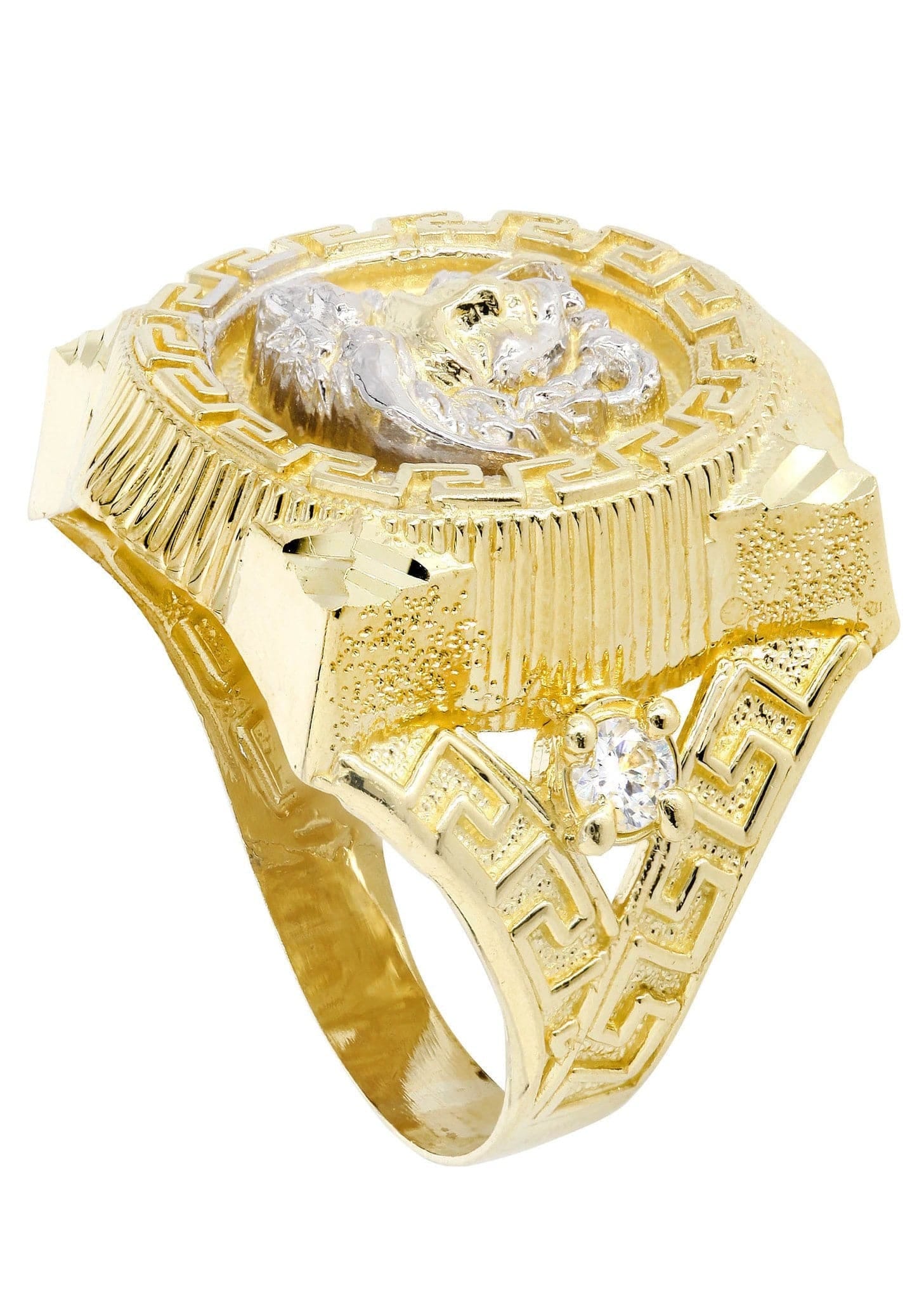 Manufacturer 3 10K Gold Medusa Style Mens Ring | 10 Grams