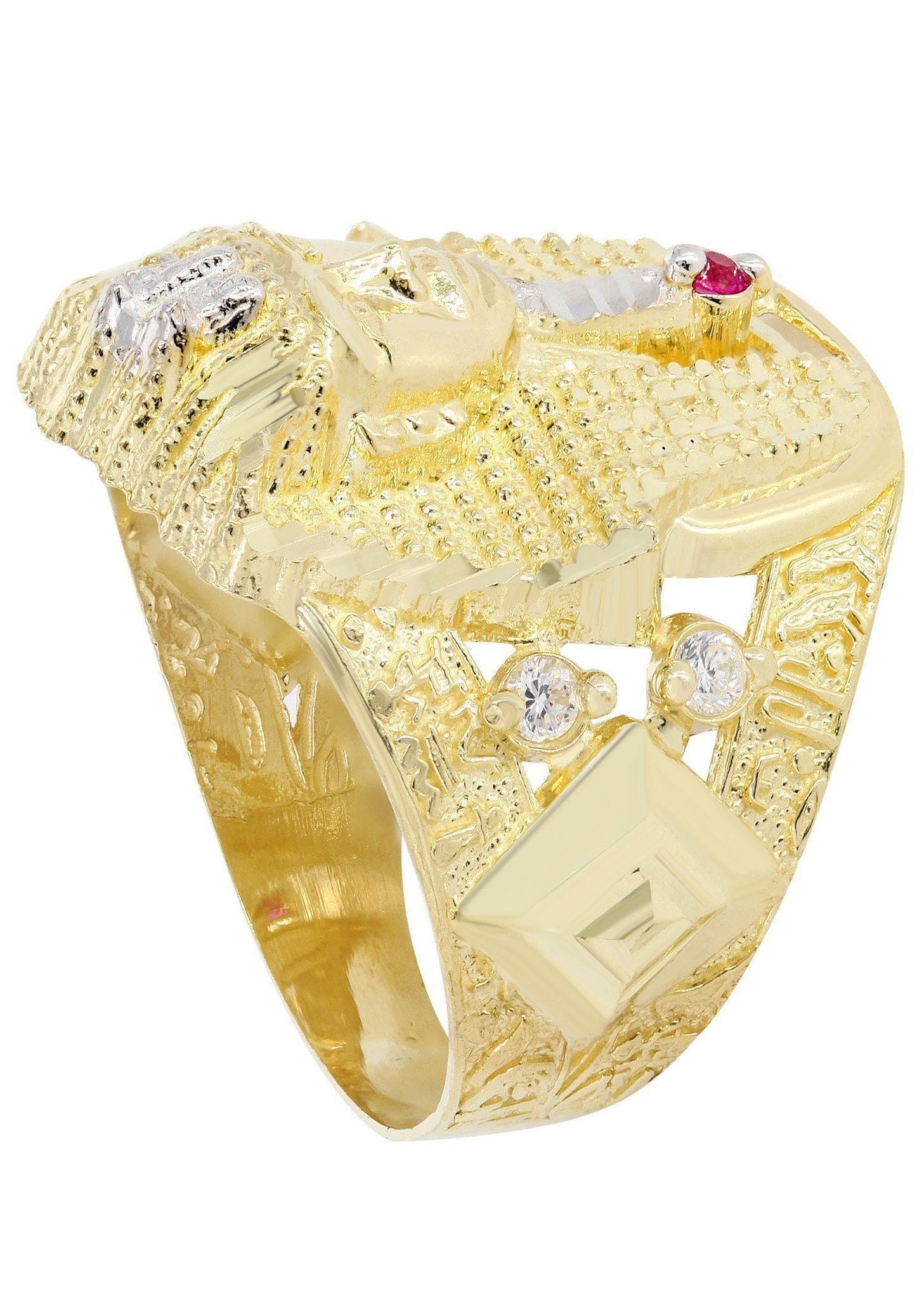 Manufacturer 3 Pharoah 10K Gold Mens Ring | 5.9 Grams
