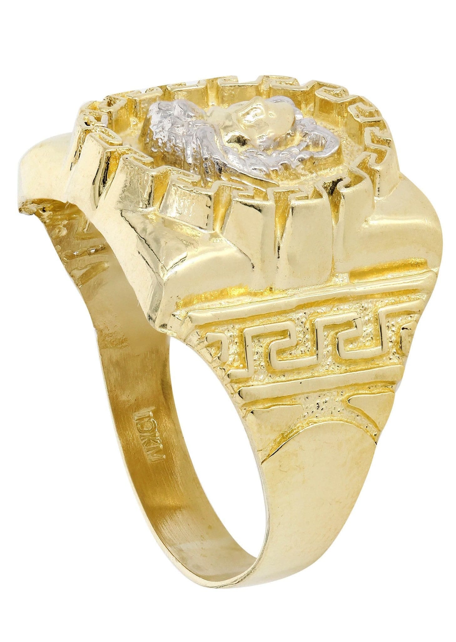 Manufacturer 3 10K Gold Medusa Style Mens Ring | 6.5 Grams