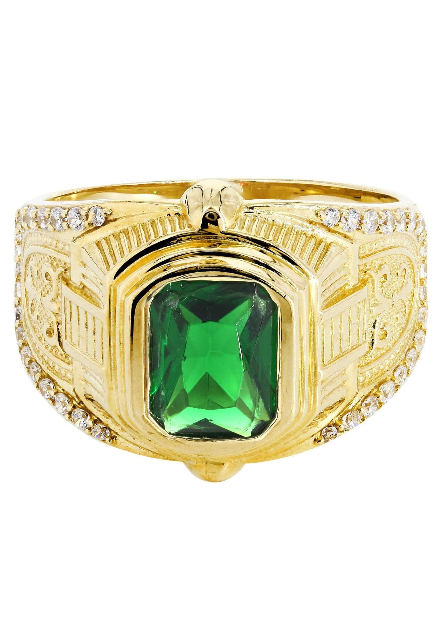 Manufacturer 1 Emerald 10K Gold Mens Ring | 7.2 Grams