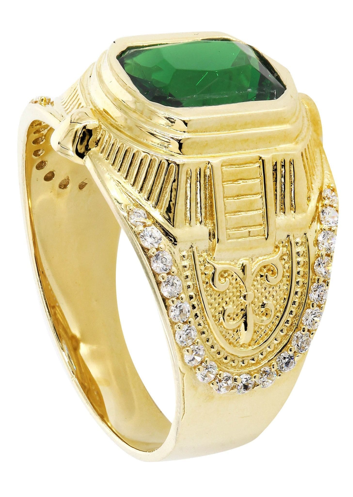 Manufacturer 1 Emerald 10K Gold Mens Ring | 7.2 Grams