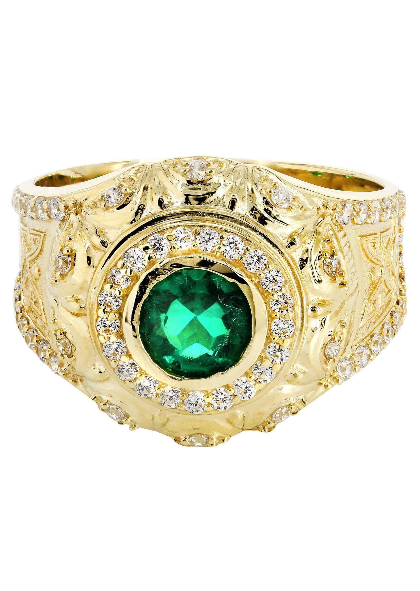 Manufacturer 1 Emerald 10K Gold Mens Ring | 6.6 Grams