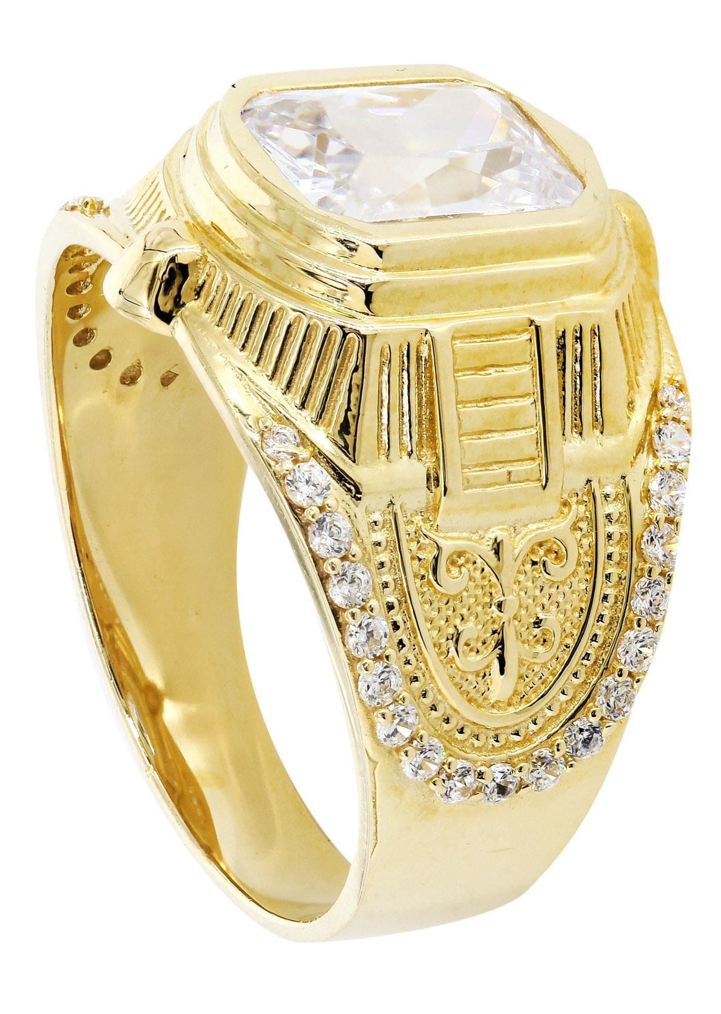 Manufacturer 1 Rock Crystal 10K Gold Mens Ring | 8.7 Grams