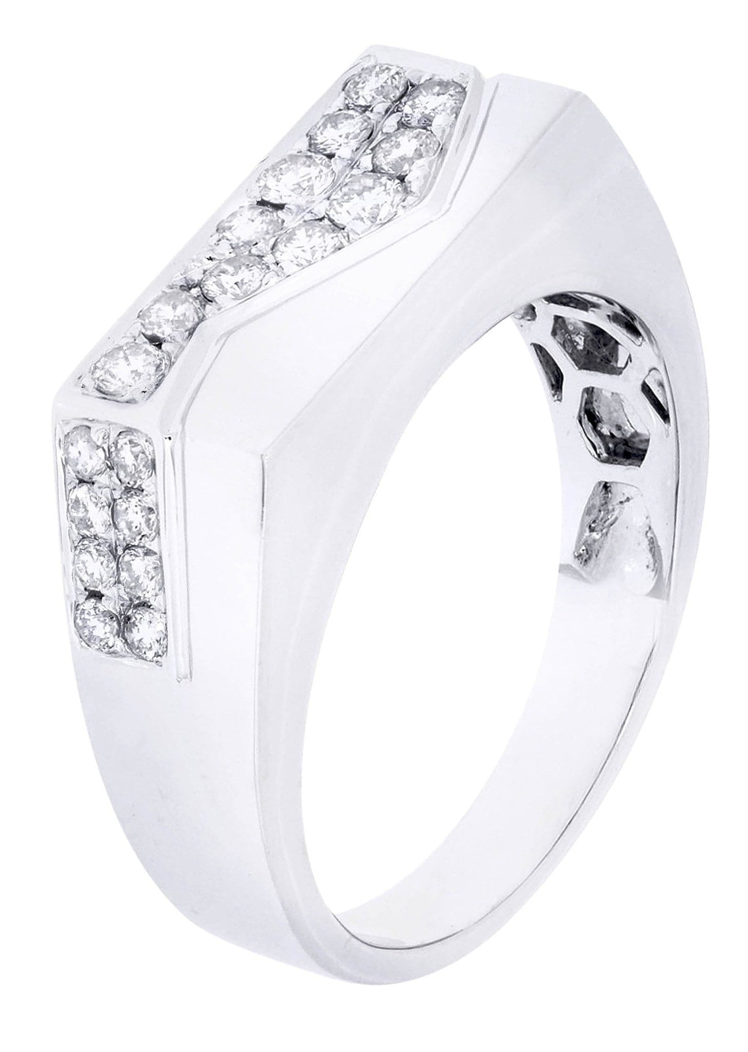 Manufacturer 8 White Gold Mens Diamond Ring| 0.59 Carats| 7.93 Grams