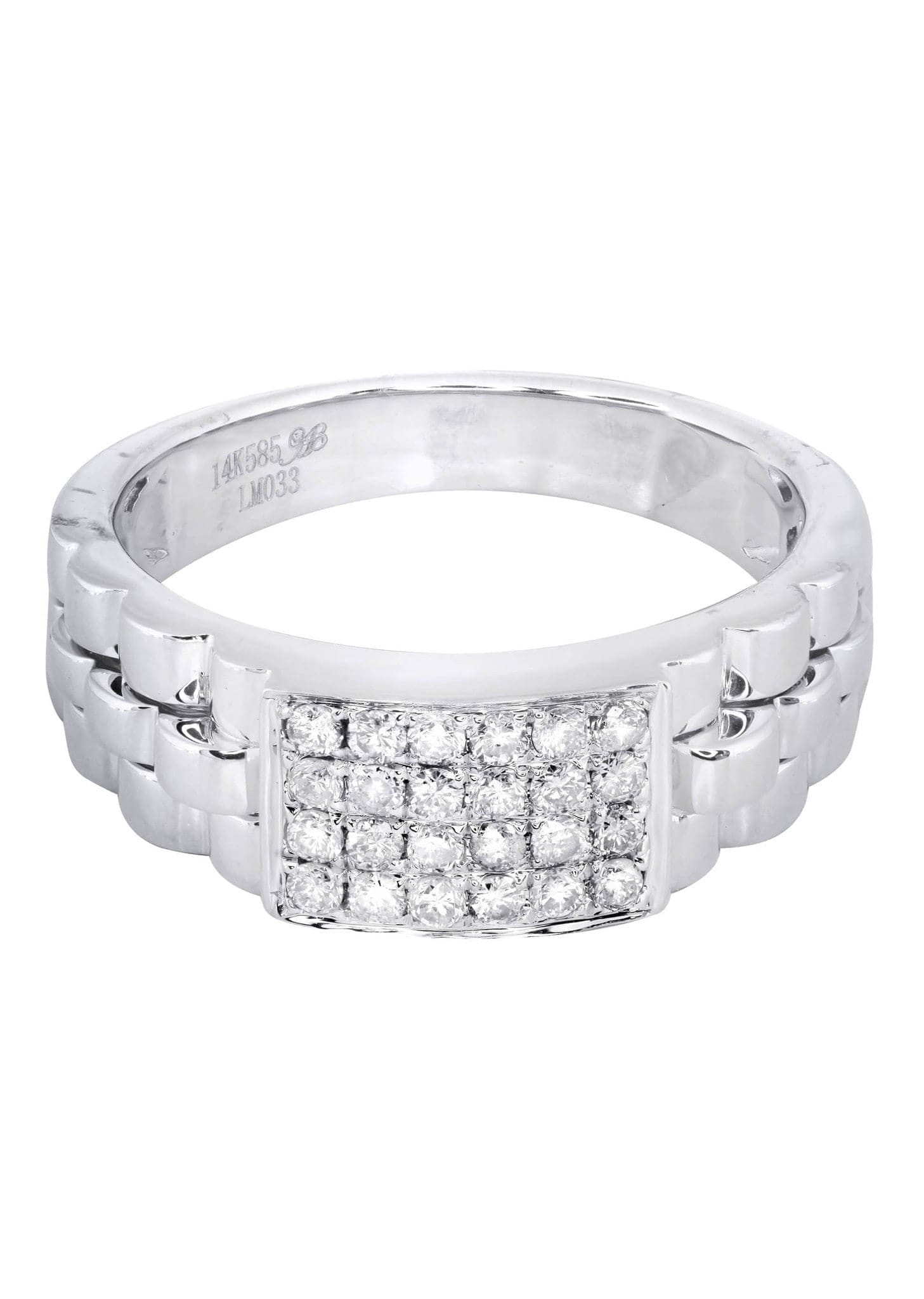 Manufacturer 8 White Gold Mens Diamond Ring| 0.43 Carats| 7.13 Grams