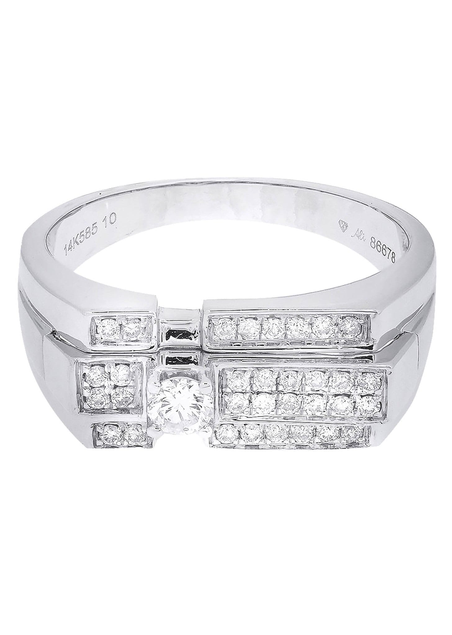 Manufacturer 8 White Gold Mens Diamond Ring| 0.46 Carats| 6.74 Grams