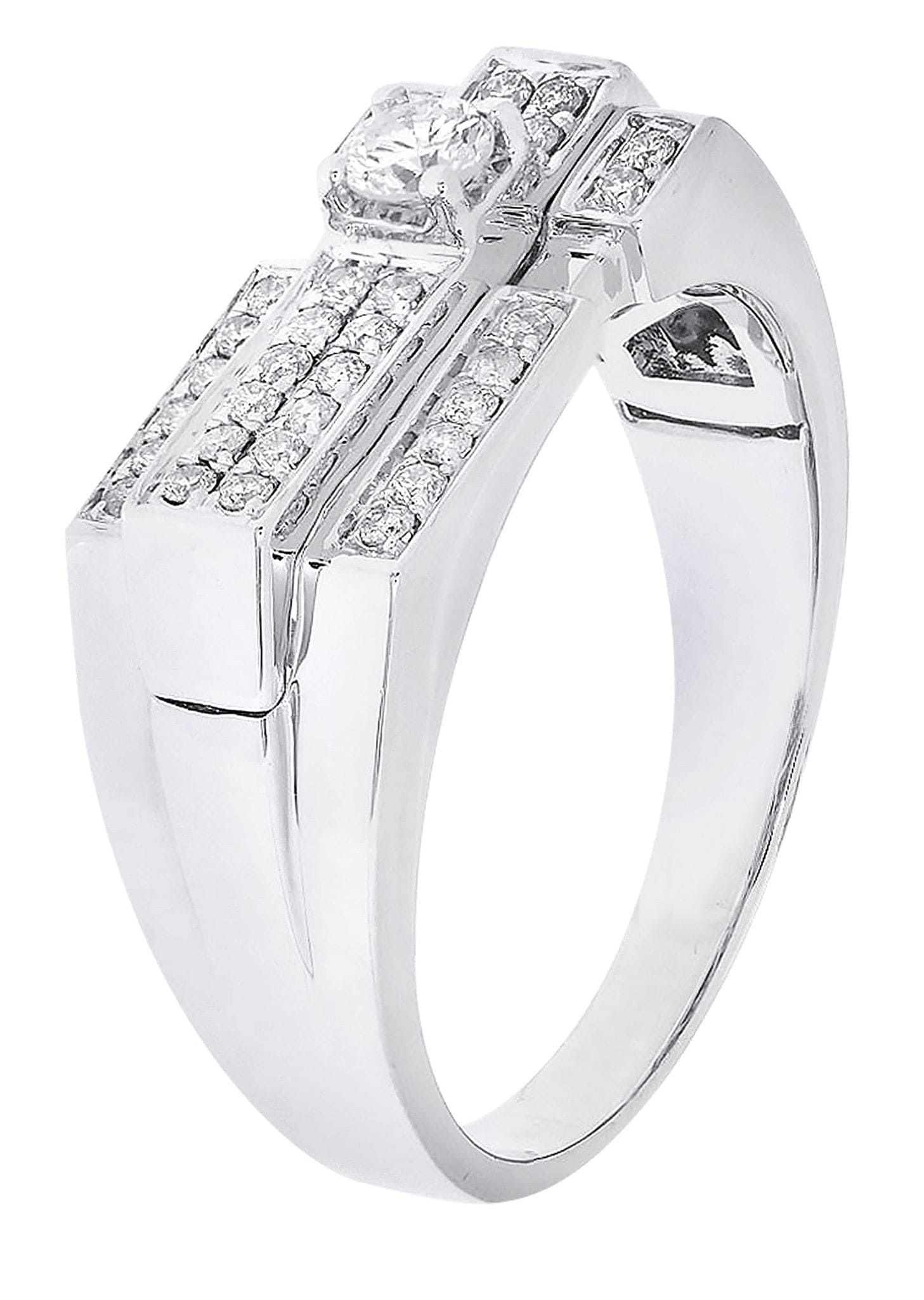 Manufacturer 8 White Gold Mens Diamond Ring| 0.46 Carats| 6.74 Grams