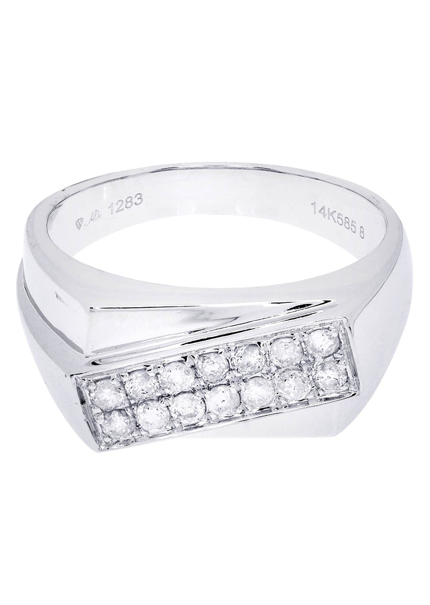 Manufacturer 8 White Gold Mens Diamond Ring| 0.34 Carats| 5.94 Grams