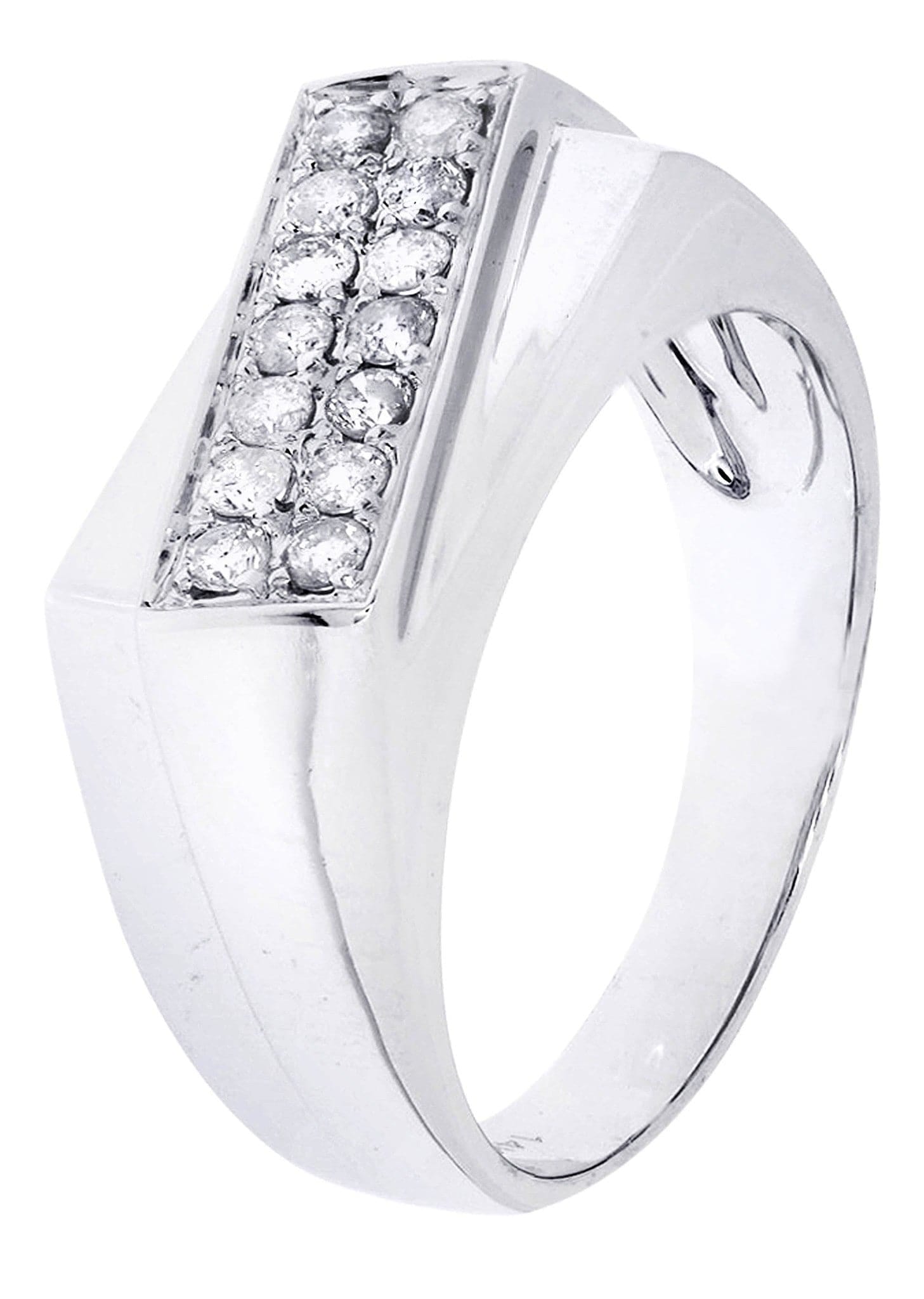 Manufacturer 8 White Gold Mens Diamond Ring| 0.34 Carats| 5.94 Grams