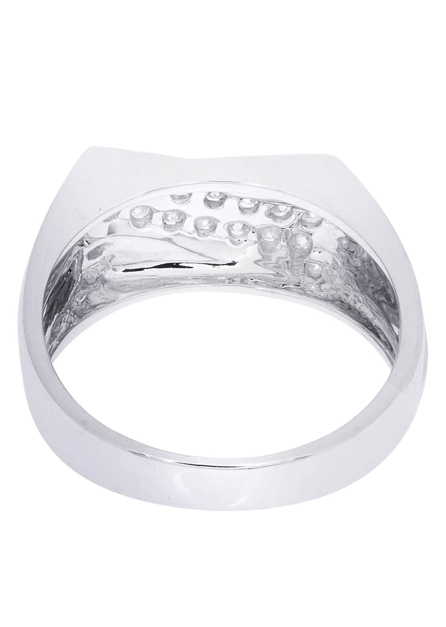 Manufacturer 8 White Gold Mens Diamond Ring| 0.34 Carats| 5.94 Grams