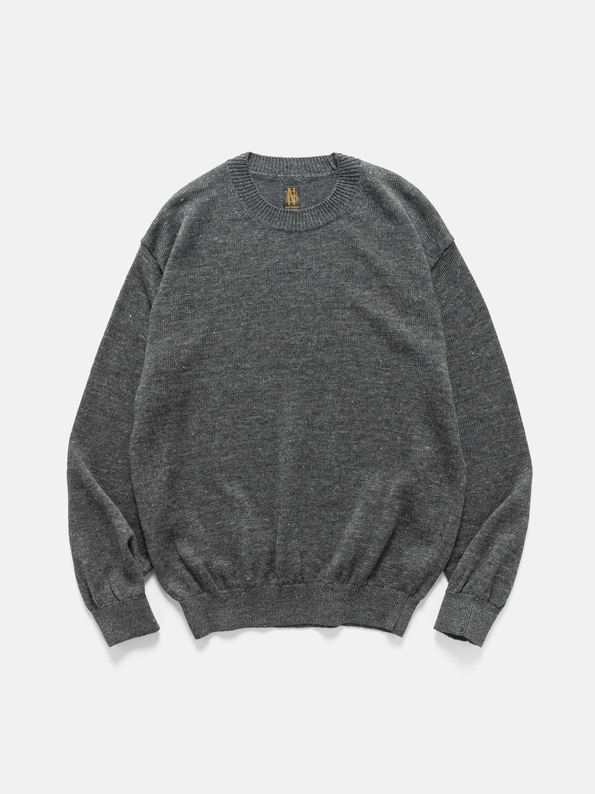 Batoner Washed High Count Linen Crew Neck Charcoal