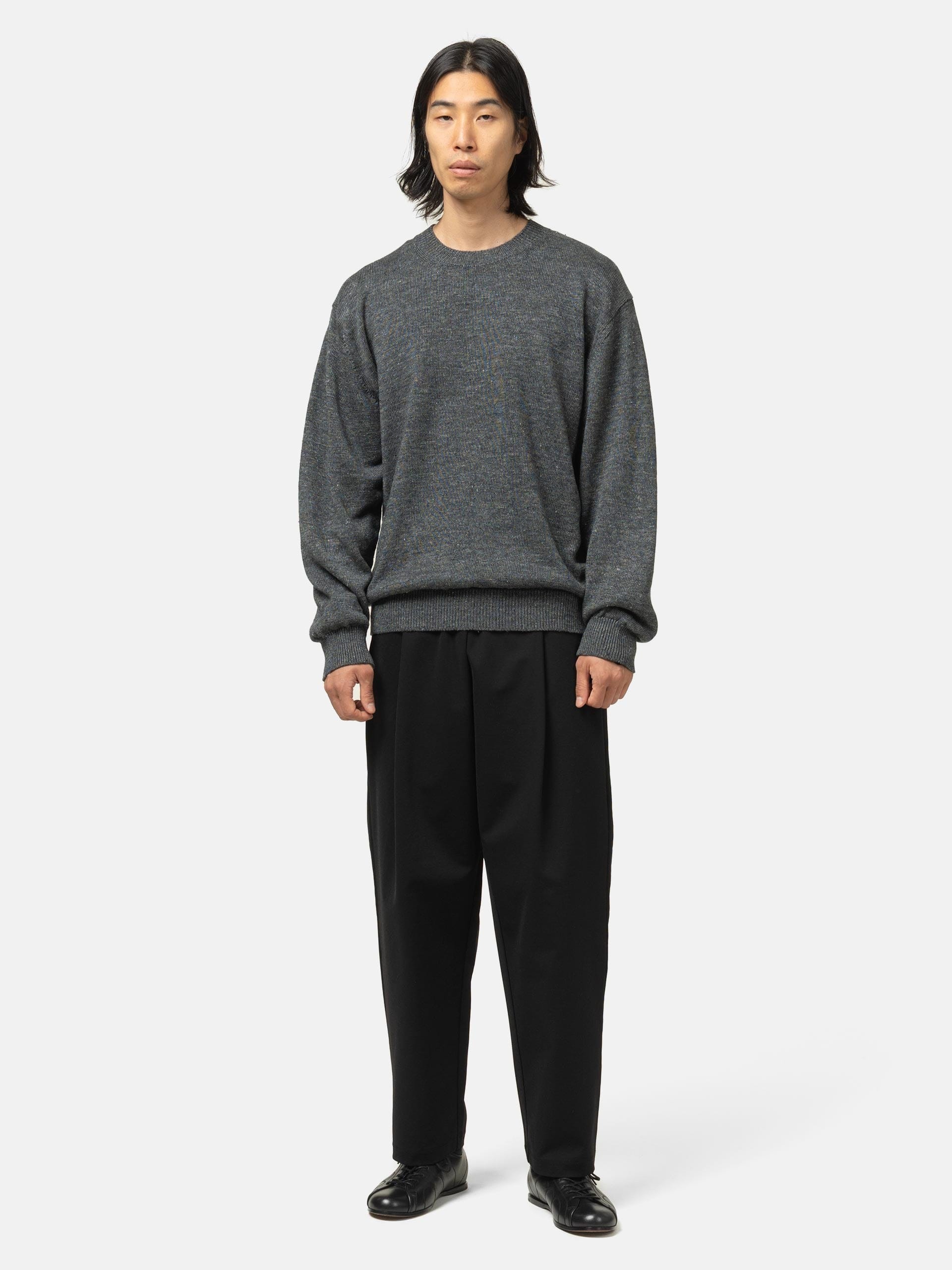 Batoner Washed High Count Linen Crew Neck Charcoal