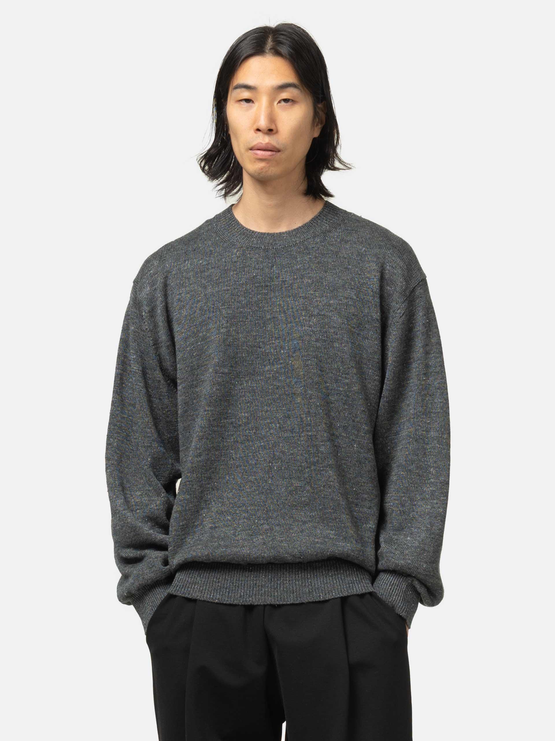 Batoner Washed High Count Linen Crew Neck Charcoal