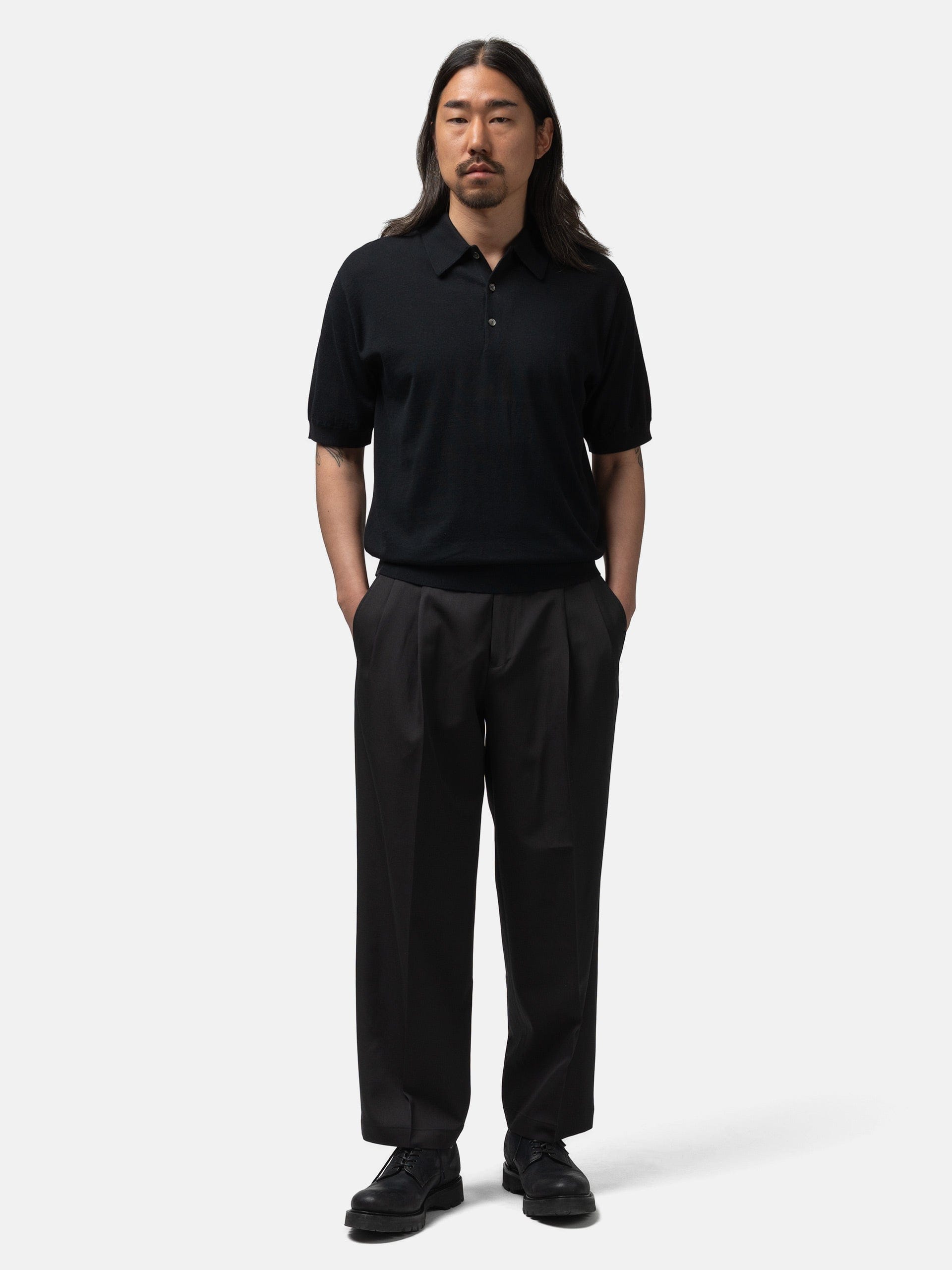 The A by BEAMS 16 Gauge Suvin Polo Black