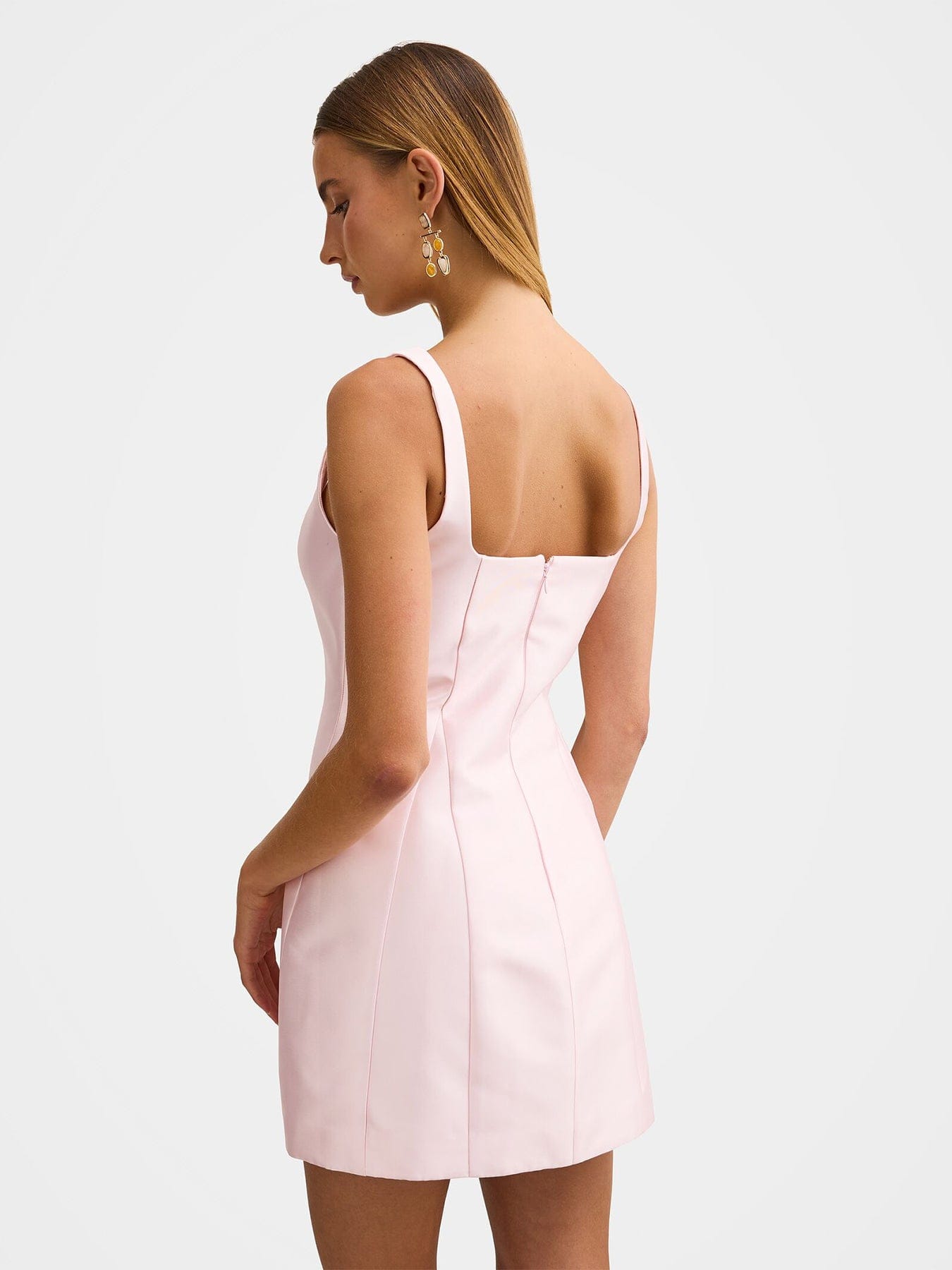 Forever New Kaitlyn Structured Satin Mini Dress Pink