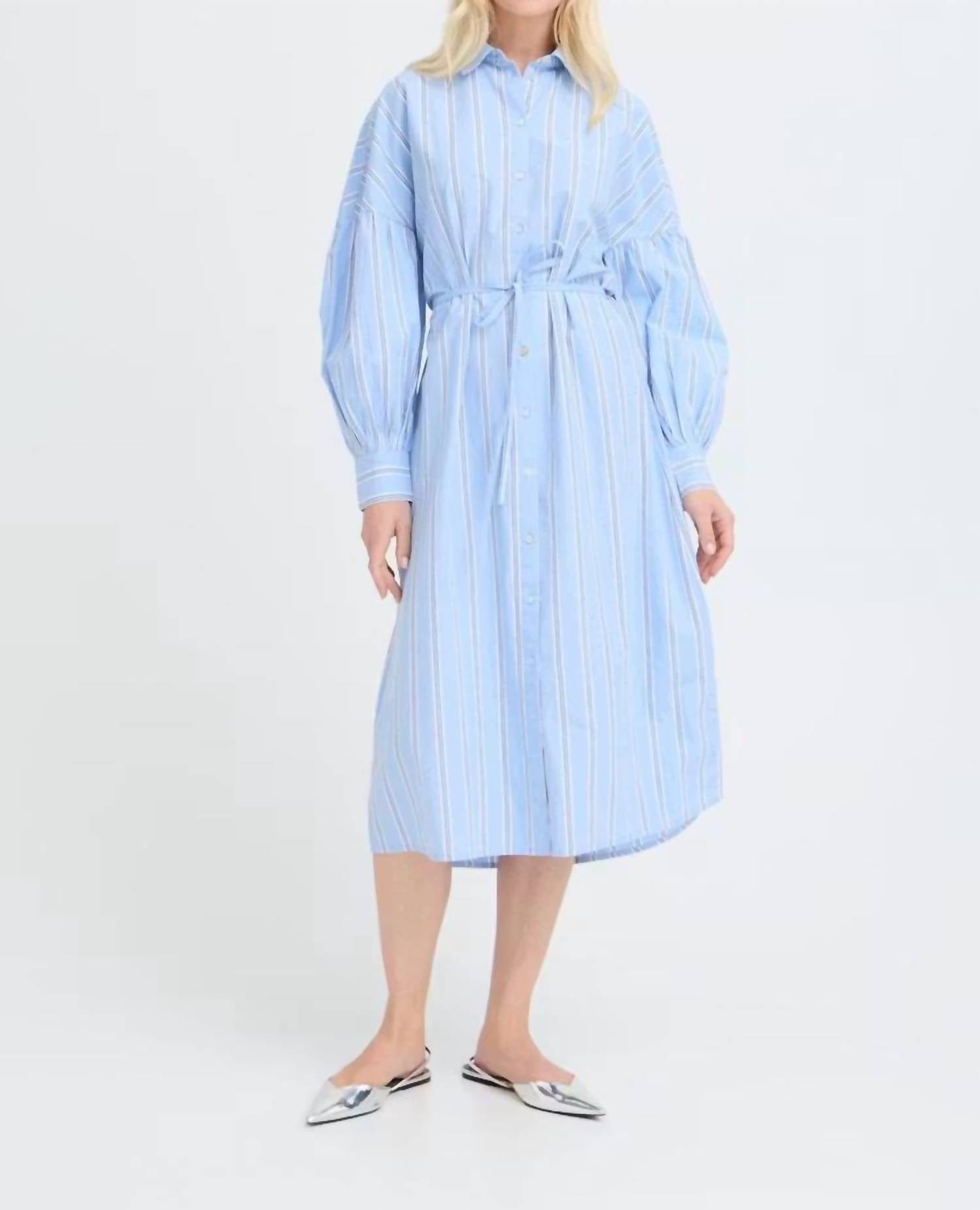 Blue Sierra Striped Shirt Dress In Blue