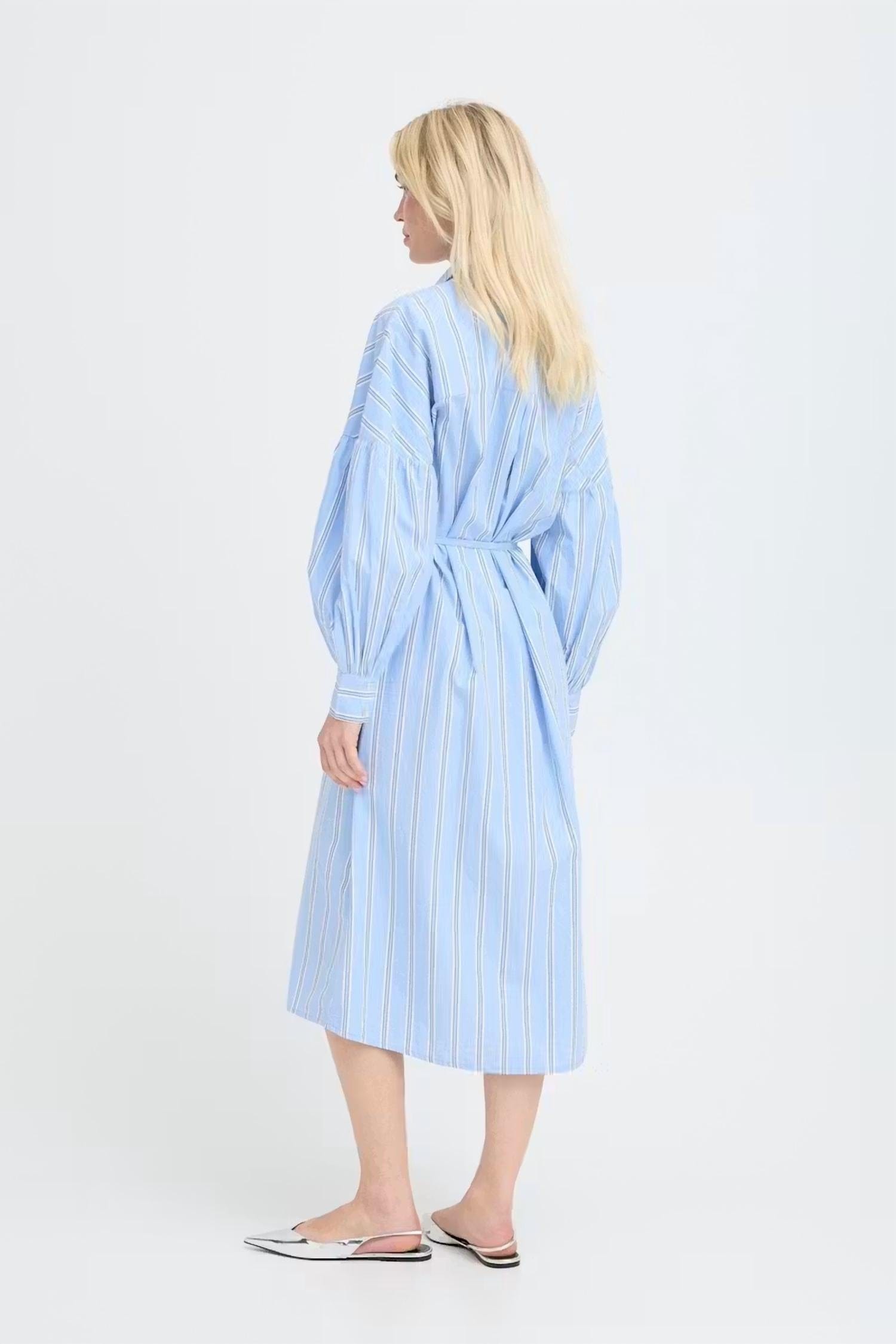 Blue Sierra Striped Shirt Dress In Blue