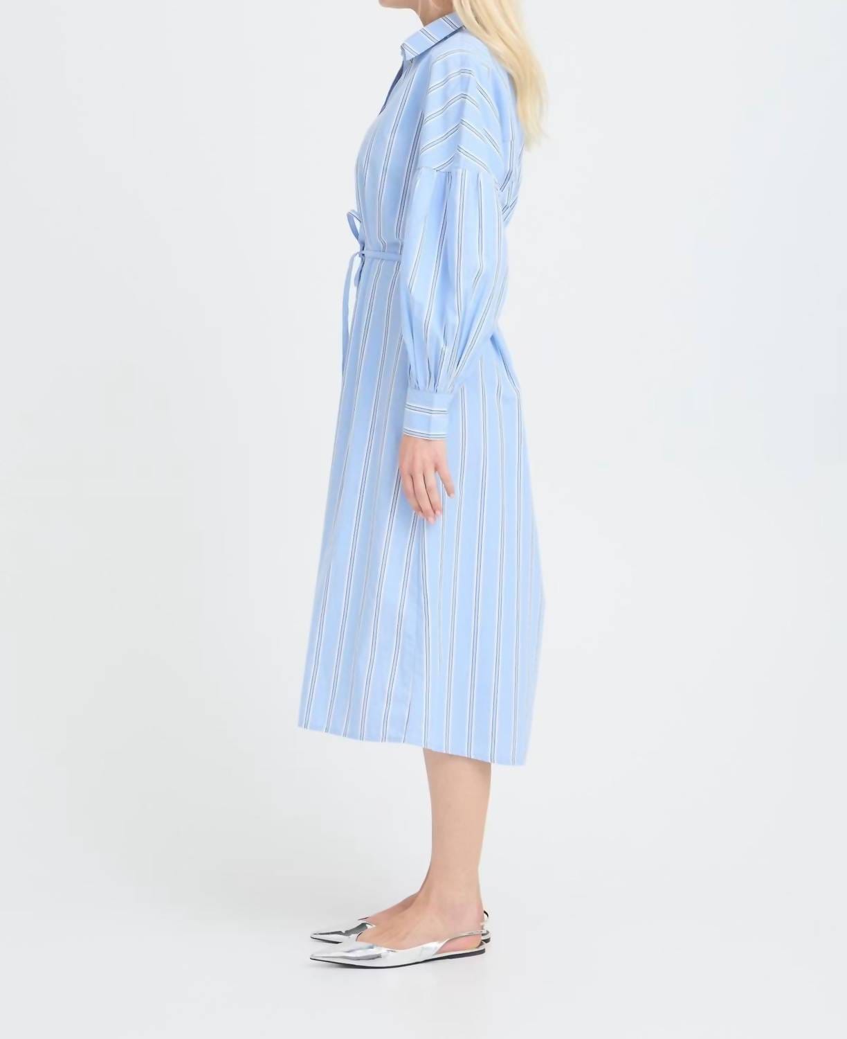 Blue Sierra Striped Shirt Dress In Blue
