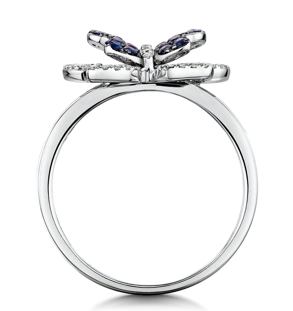 BUTTERFLY Stellato Collection Sapphire and Diamond Butterfly Ring 9K White Gold