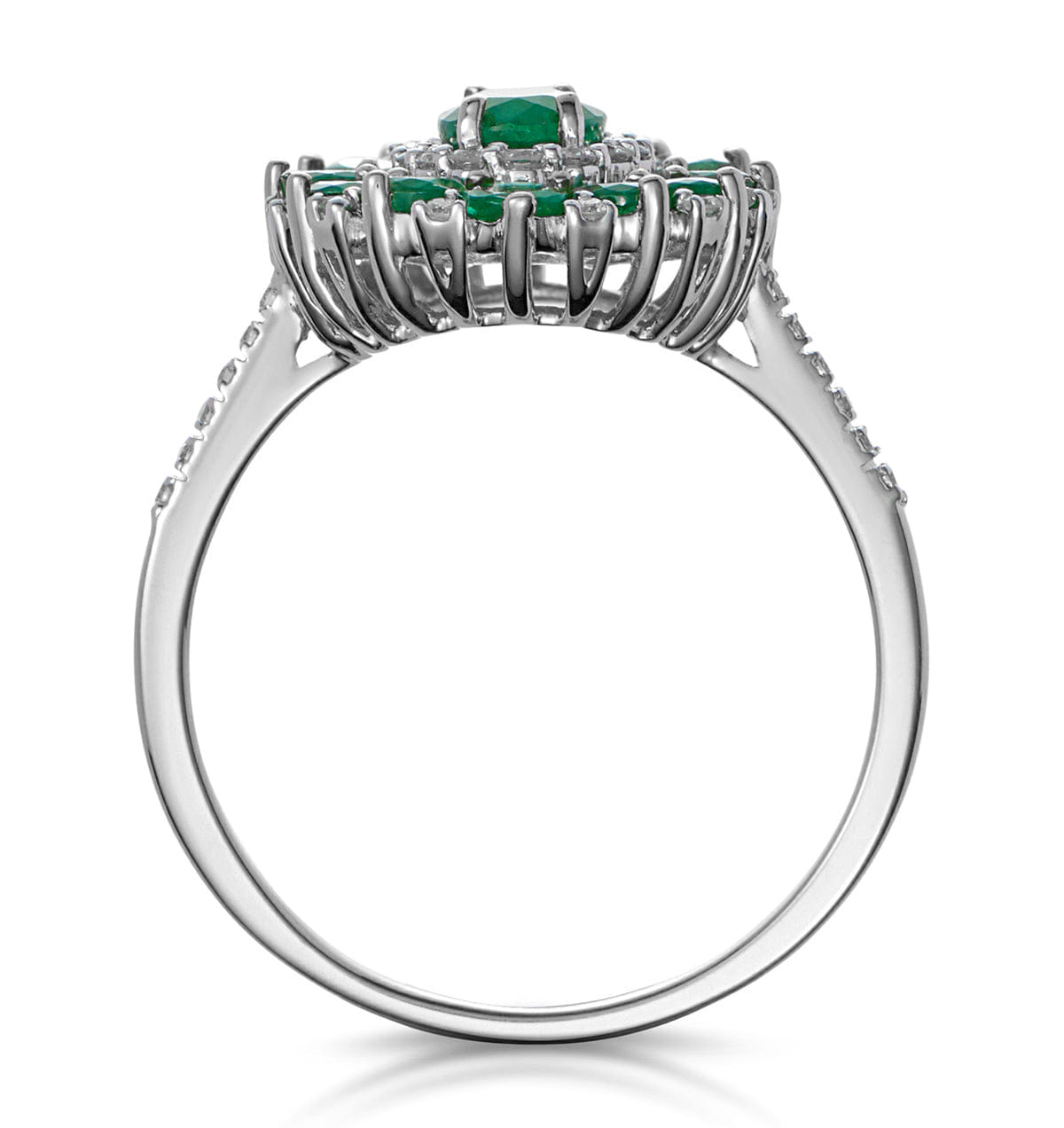 Diamond 1.35ct Emerald Lab Diamond Halo Ring in 9K White Gold - Asteria