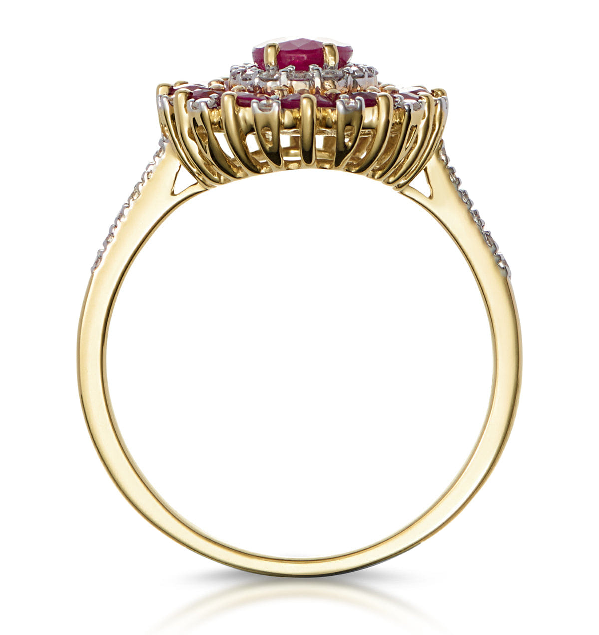 Diamond 1.55ct Ruby Asteria Collection Lab Diamond Halo Ring in 9K Gold