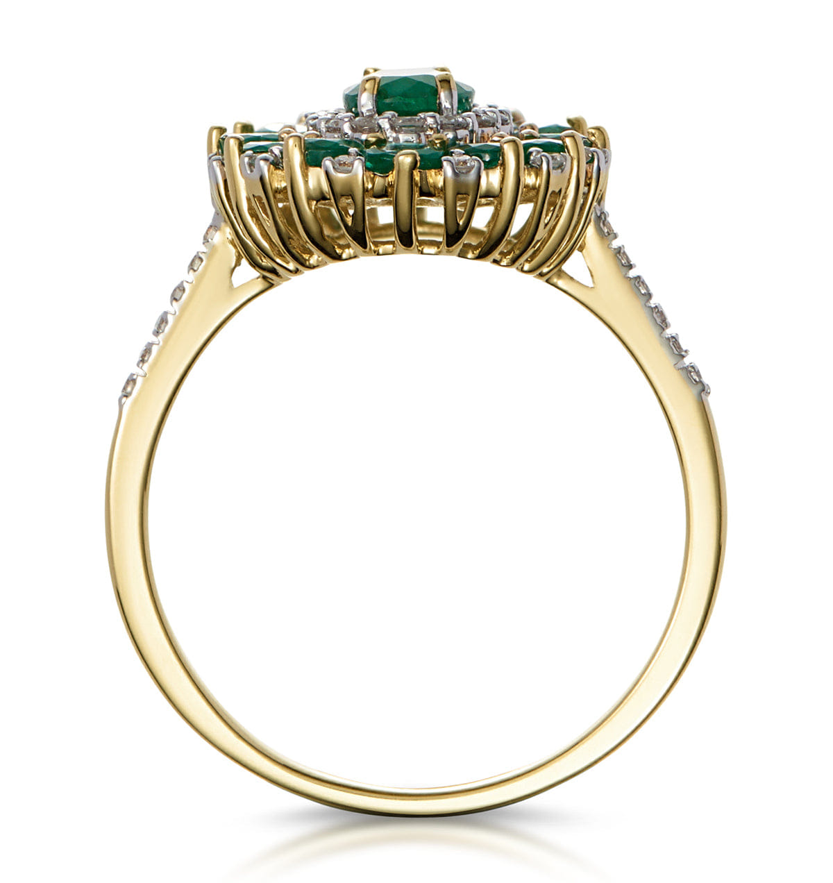 Diamond 1.35ct Emerald Asteria Collection Lab Diamond Halo Ring in 9K Gold