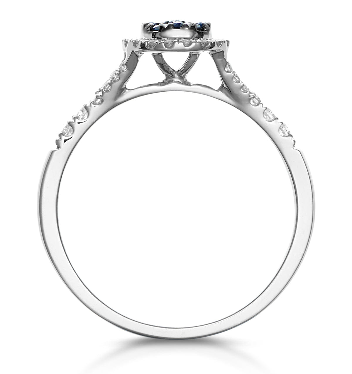 Diamond Sapphire and Lab Diamond Halo Circle Ring 9KW Gold - Asteria