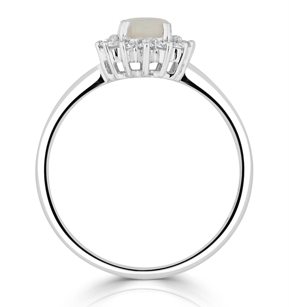 Diamond Opal 7 x 5 mm And Diamond 9K White Gold Ring