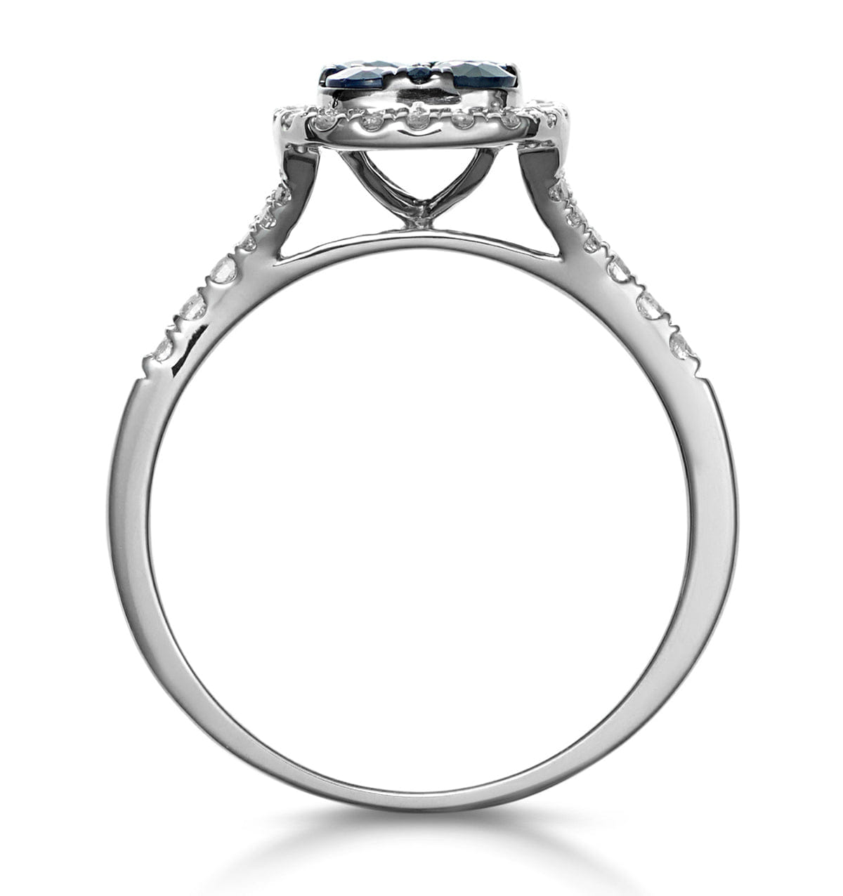 Diamond Sapphire and Lab Diamond Halo Square Ring 9KW Gold Asteria Collection