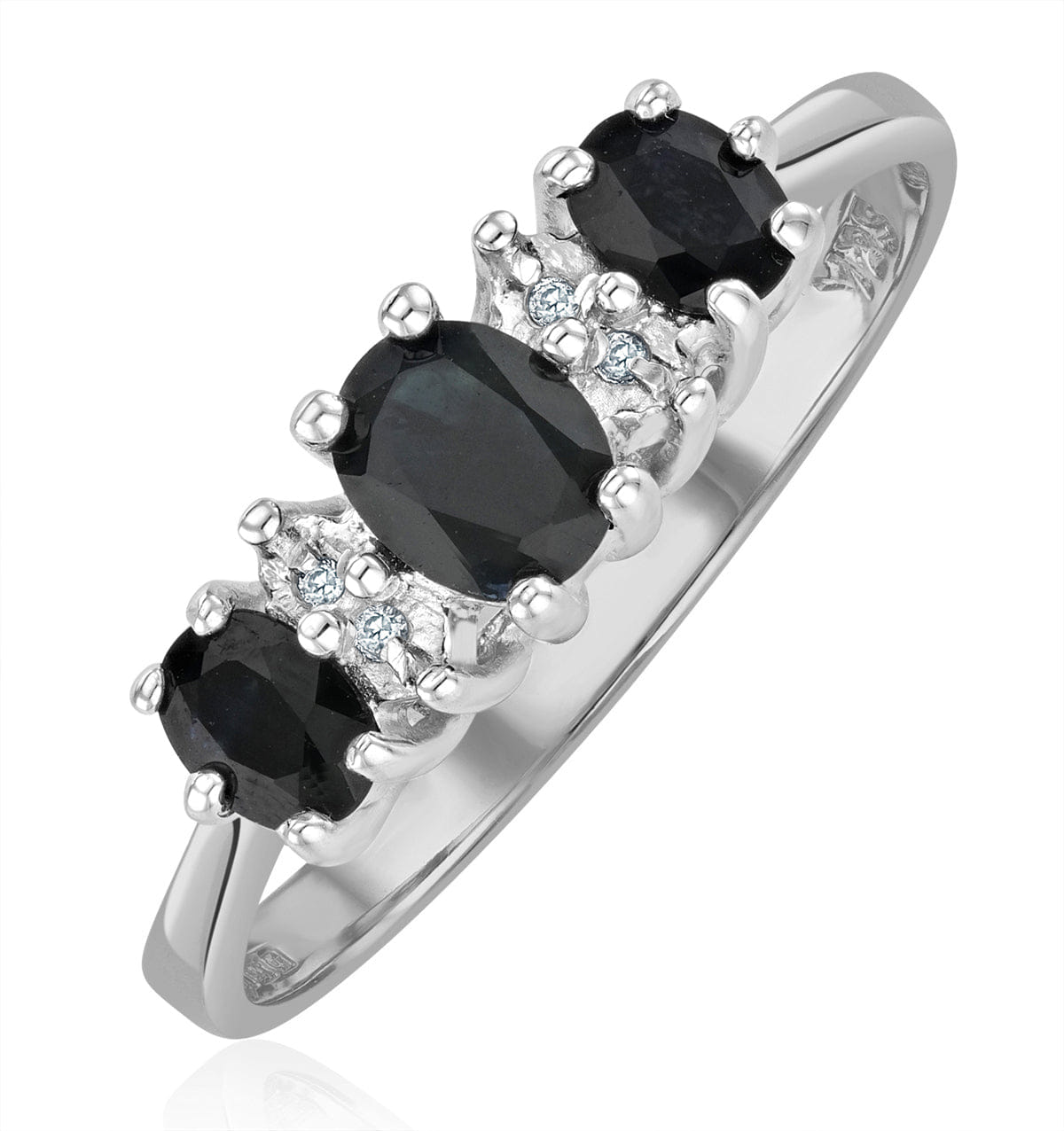 Diamond Sapphire 1.00ct And Diamond 9K White Gold Ring