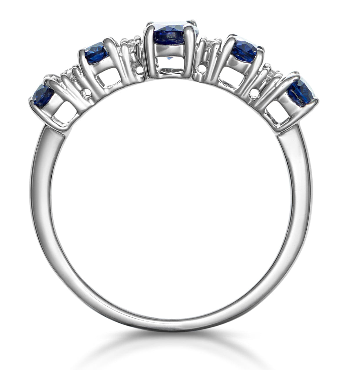 Diamond 1.85ct Sapphire and Lab Diamond Eternity Ring 9KW Gold Asteria