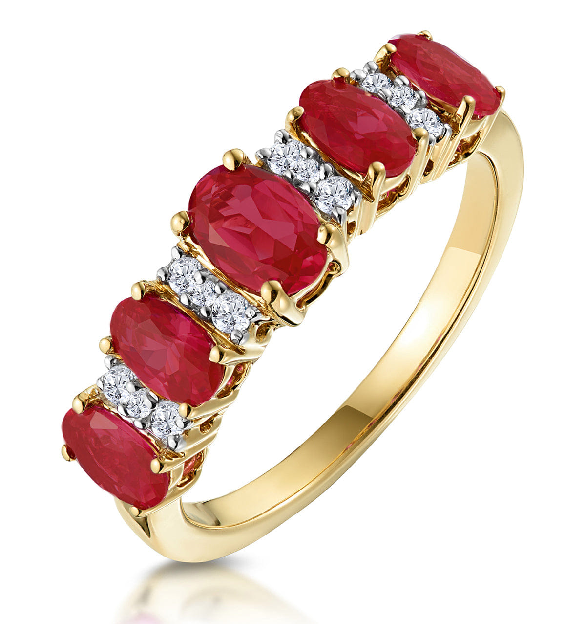 Diamond 1.85ct Ruby and Lab Diamond Eternity Ring in 9K Gold - Asteria
