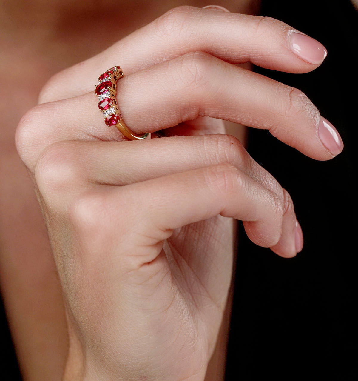 Diamond 1.85ct Ruby and Lab Diamond Eternity Ring in 9K Gold - Asteria