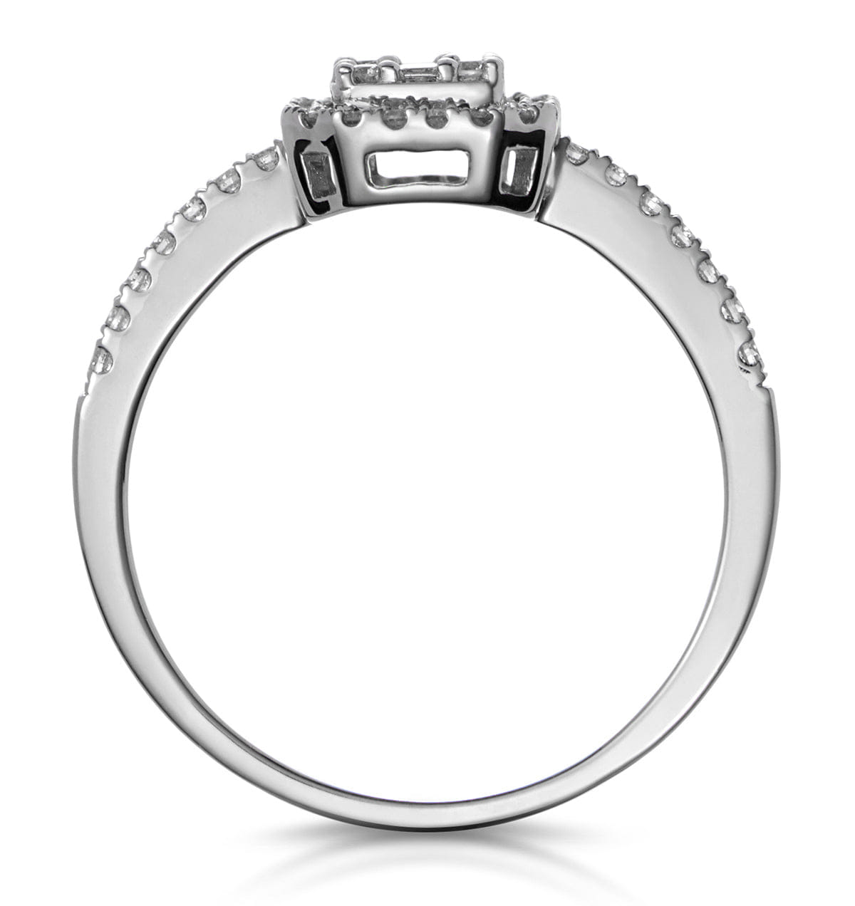 Diamond 0.40ct Halo Baguette Diamond Asteria Ring in 18K White Gold