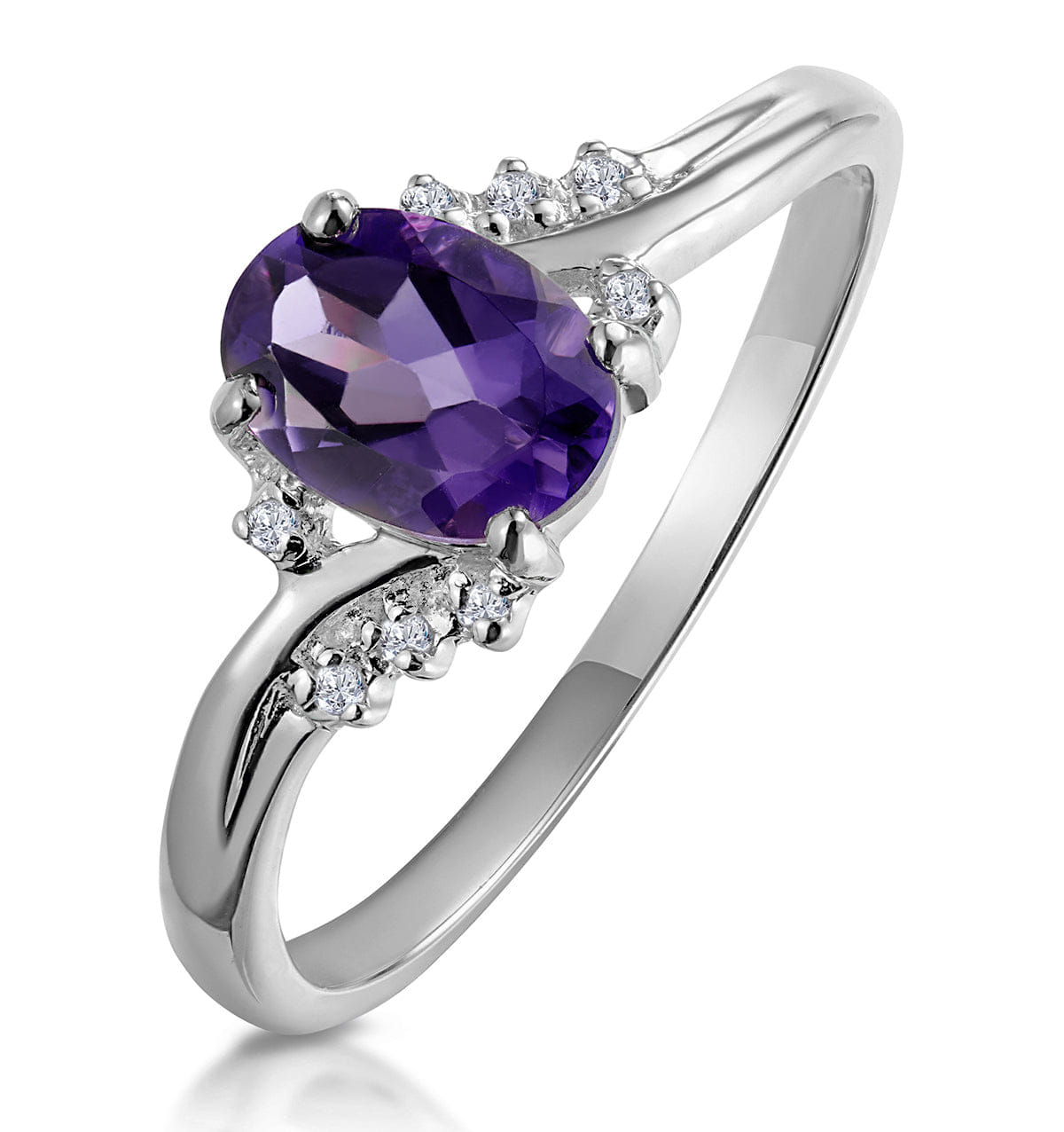 Diamond Amethyst 0.68ct And Diamond 18K White Gold Ring