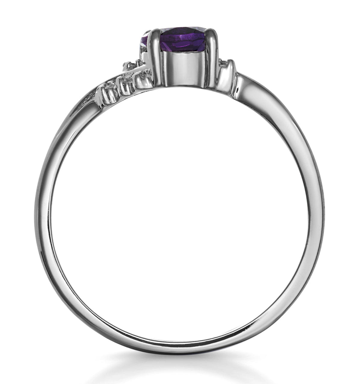 Diamond Amethyst 0.68ct And Diamond 18K White Gold Ring