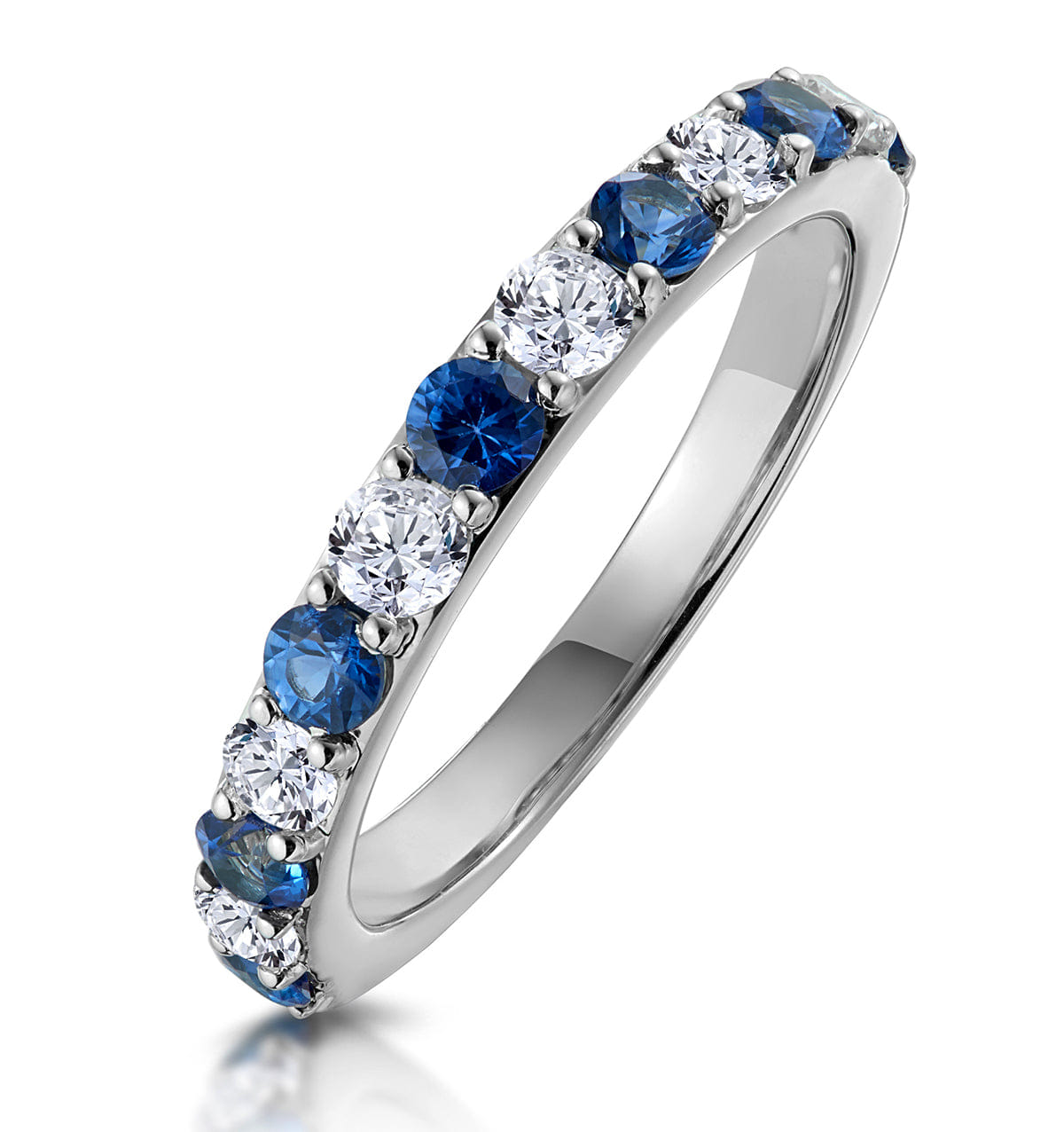 Diamond Sapphire and 0.50ct Lab Diamond Asteria Eternity Ring 9K White Gold