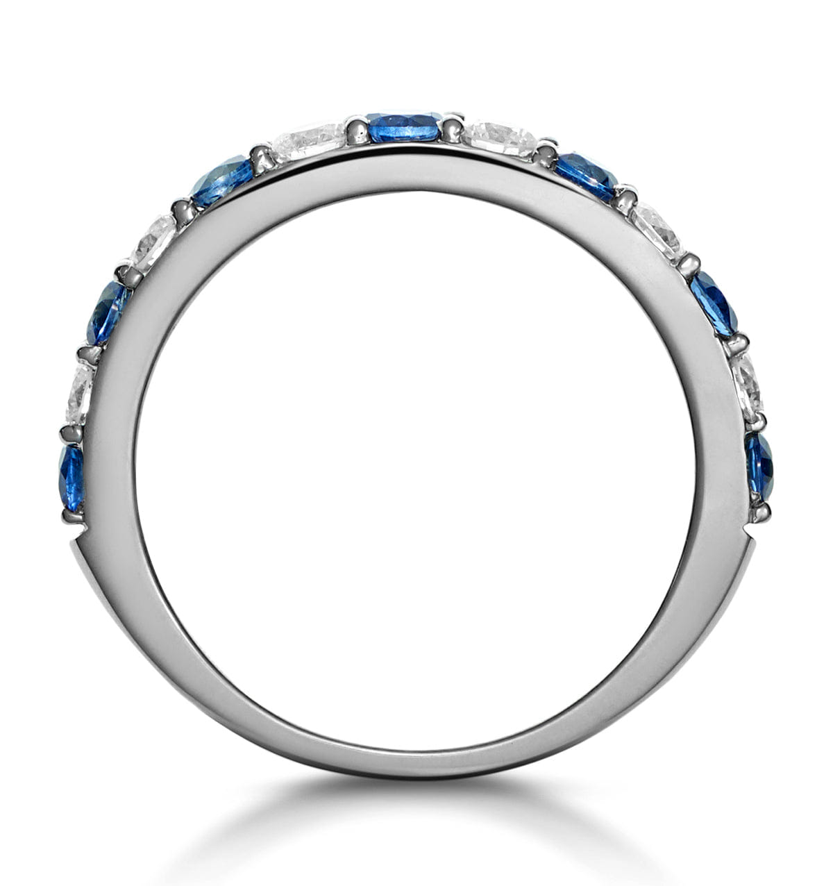 Diamond Sapphire and 0.50ct Lab Diamond Asteria Eternity Ring 9K White Gold