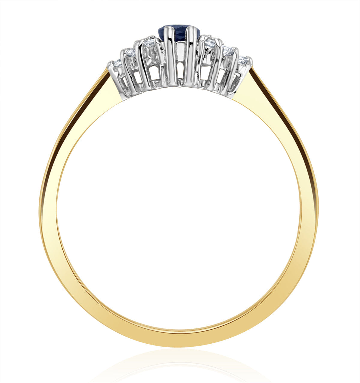Diamond Sapphire 5 x 3 mm And Diamond 9K Gold Ring A3227