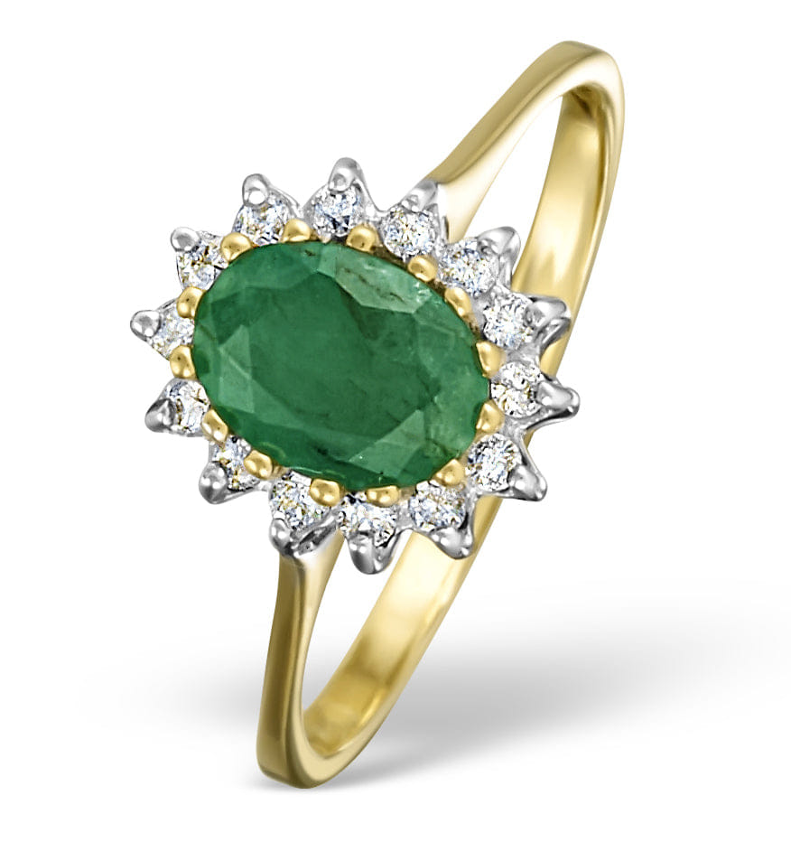 Diamond Emerald 0.83ct And Diamond 9K Gold Ring