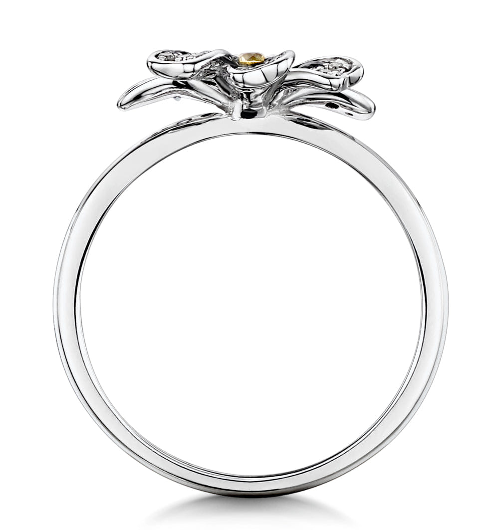 Diamond Blue Sapphire Yellow Sapphire and Diamond Stellato Ring 9K White Gold