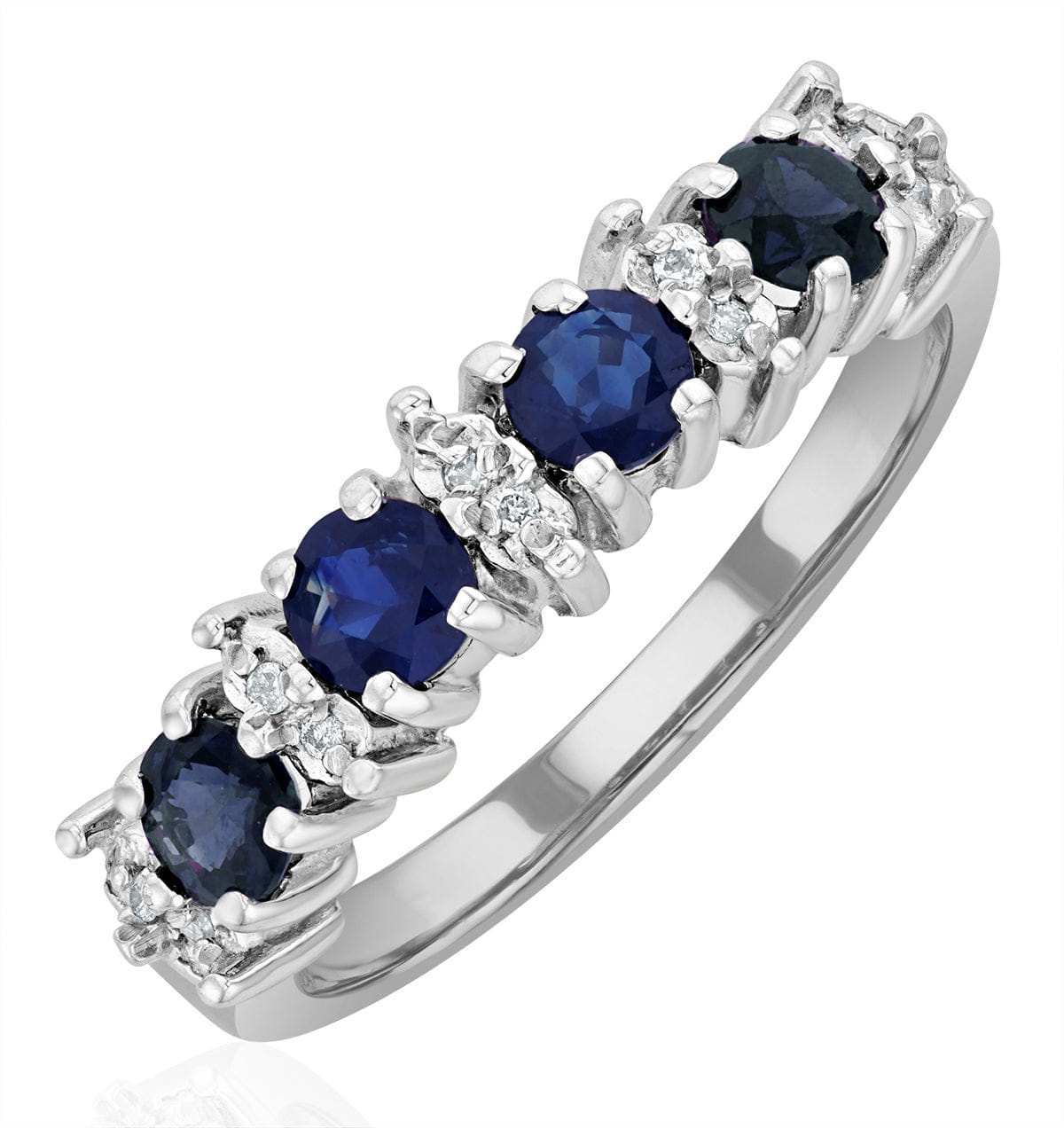 Diamond Sapphire 0.85ct And Diamond 9K White Gold Ring