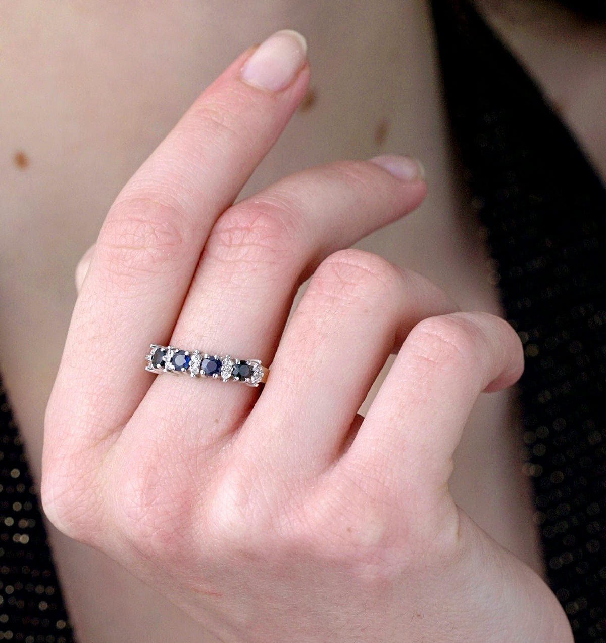 Diamond Sapphire 0.85ct And Diamond 9K White Gold Ring